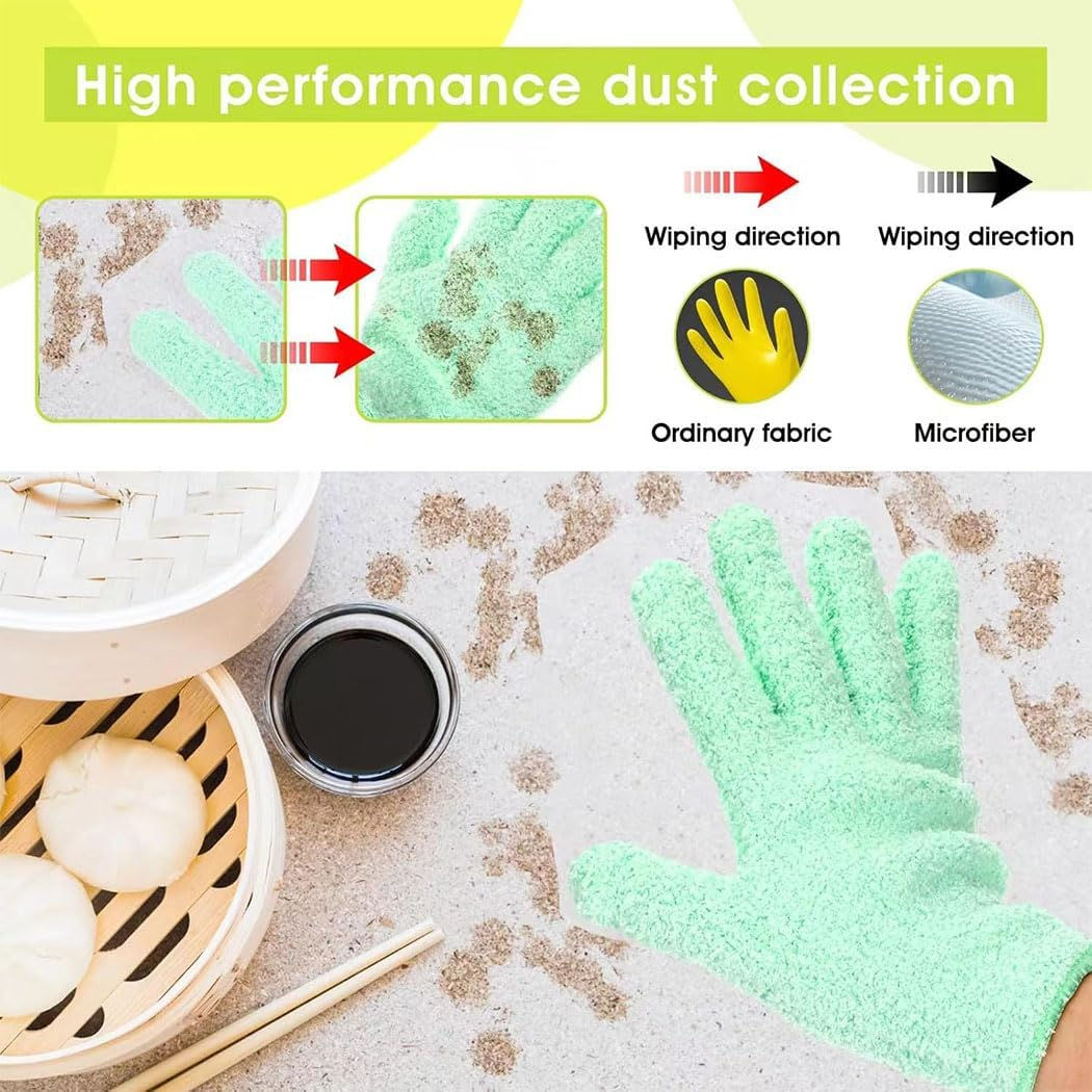 Idopick 2 Pairs Microfiber Gloves for Plant Dusting, Reusable, Washable Mittens Dusting Gloves for House Cleaning Shutters Windows outside Plants House Cars image number 4