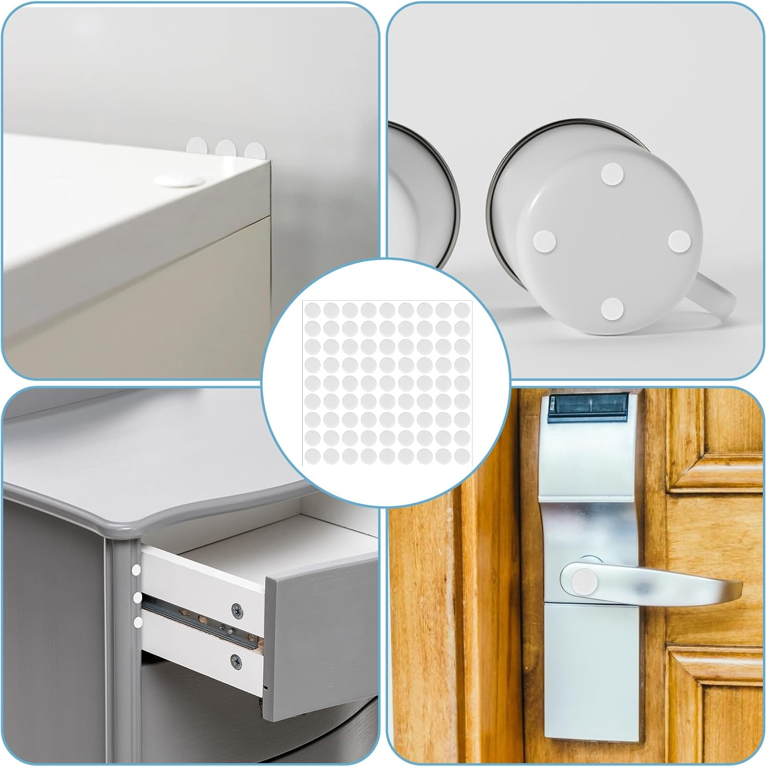 Pack of 261 Foam Rubber Feet Self-Adhesive Felt Sheet round Rectangular Furniture Stoppers Non-Slip Felt Doors Foam Felt Gliders for Furniture Feet, Chair Legs, Sofas image number 2