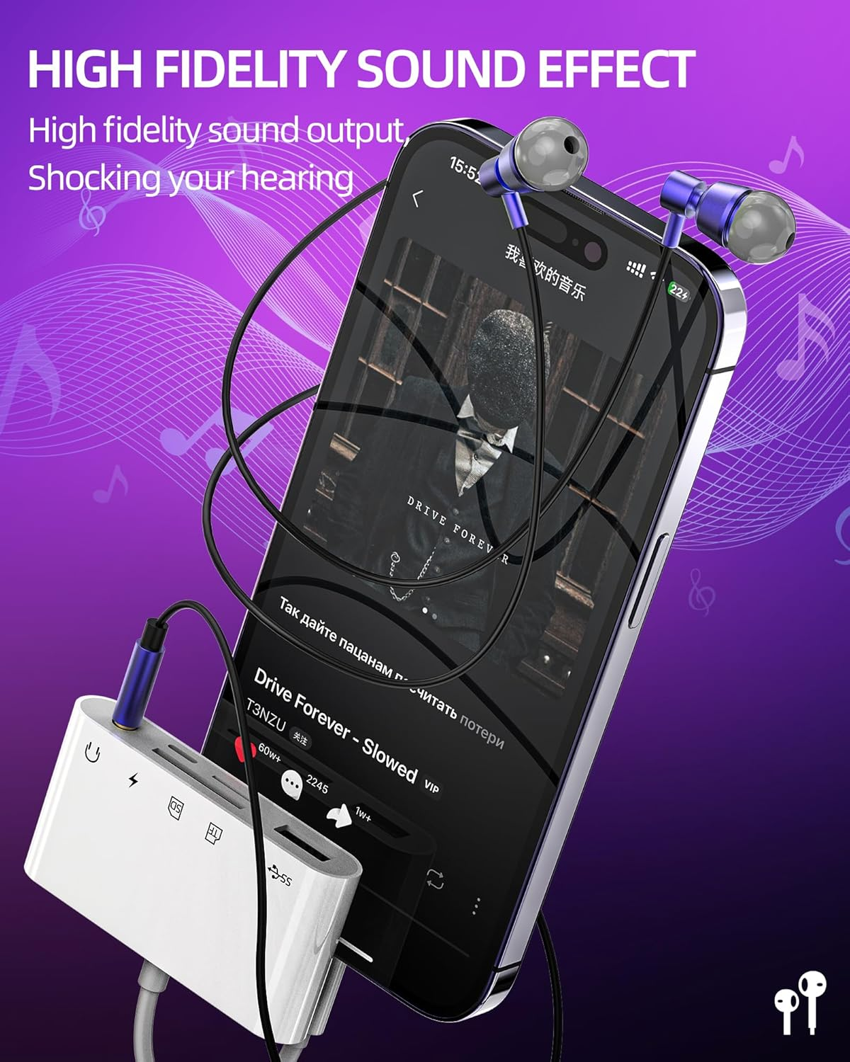 Lightning 3.5Mm USB SD Micro SD Card Reader Splitter for Iphone 14 13 12 11 Pro Max X 7 8 Plus(5In1) Charging Audio Headphone Adapter Cable Charger OTG Aux Camera Memory TF Flash Drive Jack Dongle Hub