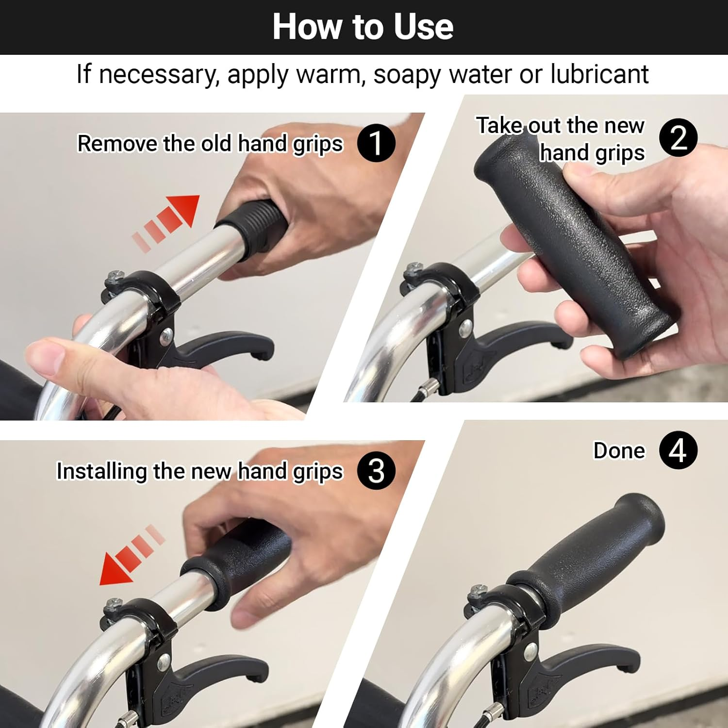 Rollator Walker Crutch Hand Grips Replacement for Elderly & Disabled Patient Handgrips Accessories, 1", 2 Pcs image number 1