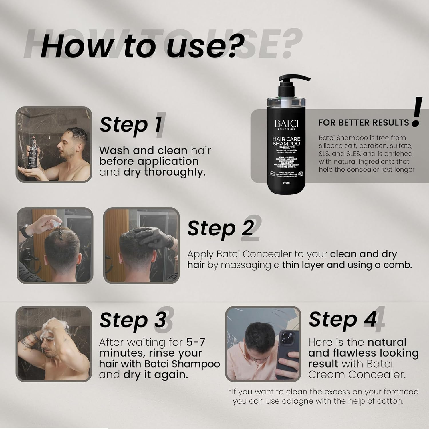 Batcı Hair Concealer & Filling Cream for Bald Spots & Thinning Hair &ndash; Waterproof, Sweat-Proof Scalp Coverage &ndash; Natural Root Touch-Up Cream for Men & Women &ndash; 30Ml image number 6