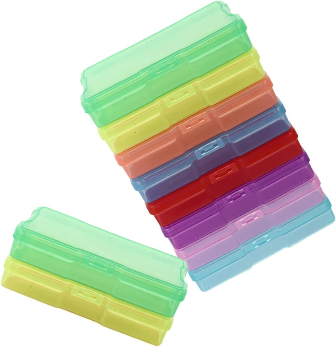 LALAFINA 10Pcs Plastic Photo Storage Boxes and Postcards Organizer Containers Lid, Mixed Color Craft Storage Case for Jewelry and Electronic Components, Suitable for Home and Office Use