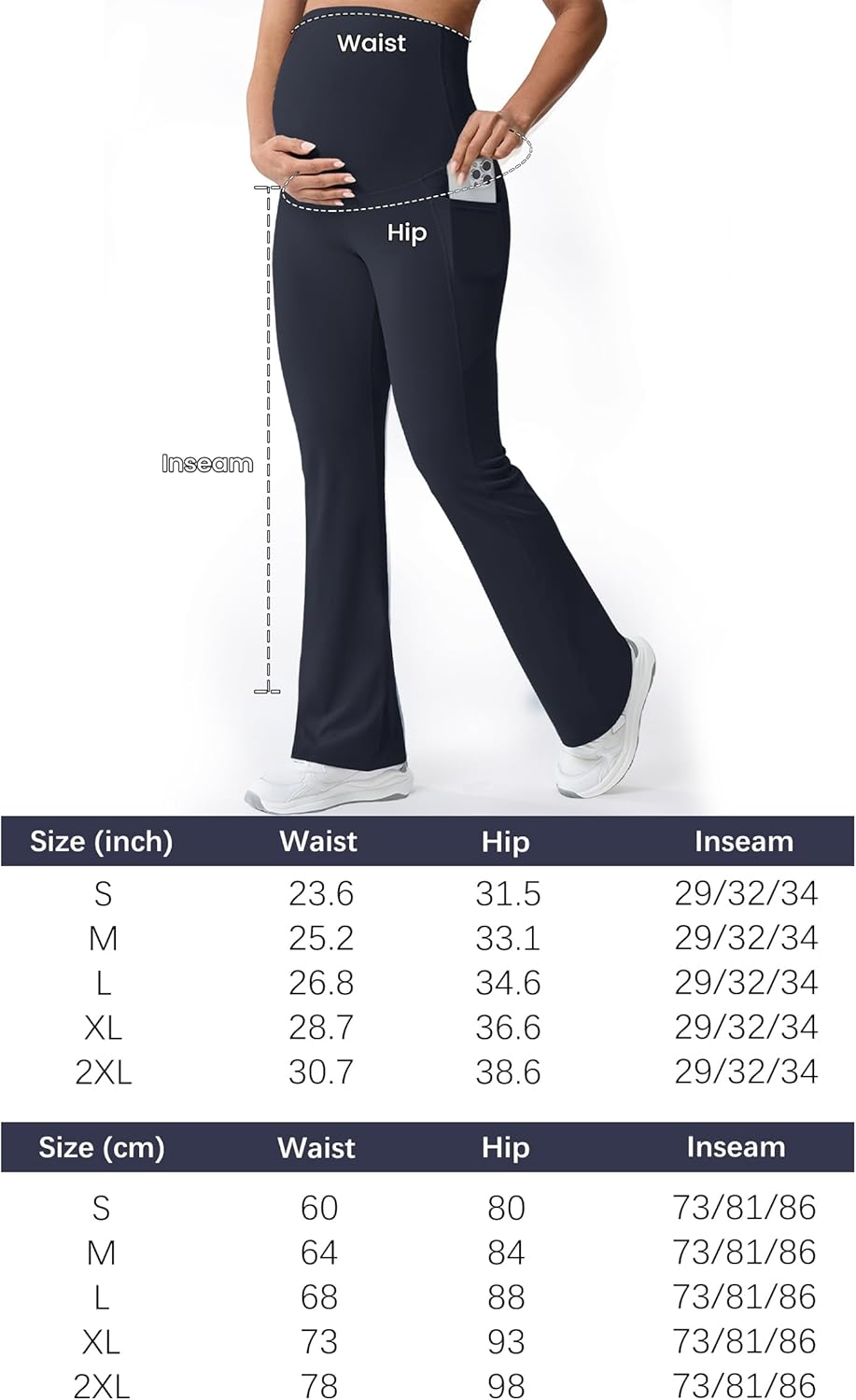 Mama Land Buttery Soft Maternity Flare Leggings over the Belly 29"/32"/34" - Workout Yoga Pregnancy Pants with Pockets image number 1