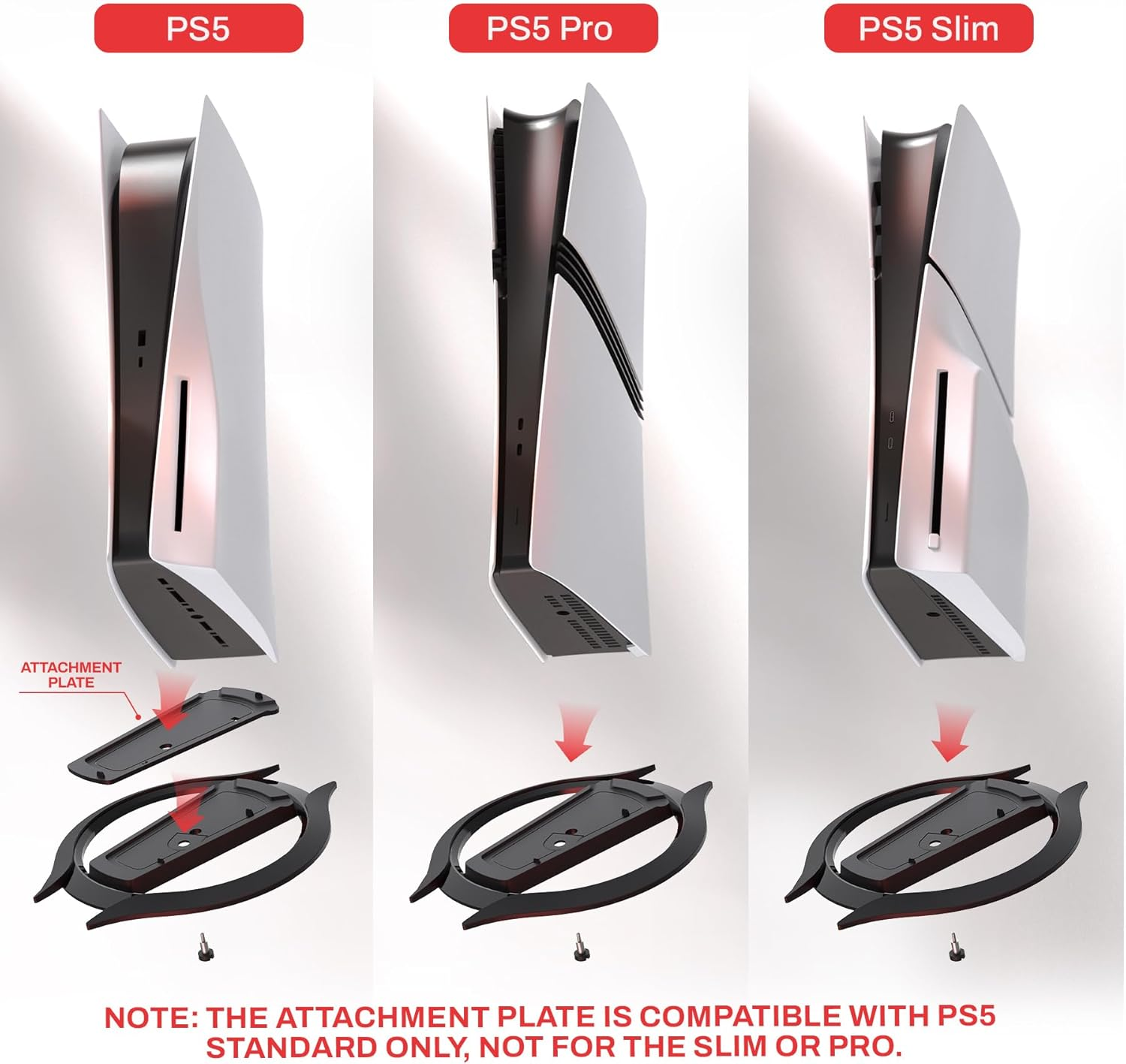 Playvital Vertical Stand for Ps5/Slim/Pro/Standard Console Disc & Digital, Space-Saving Holder Base Accessories for Ps5/Pro/Slim with Anti-Slip Pads, Enhanced Stability - Black - White image number 4