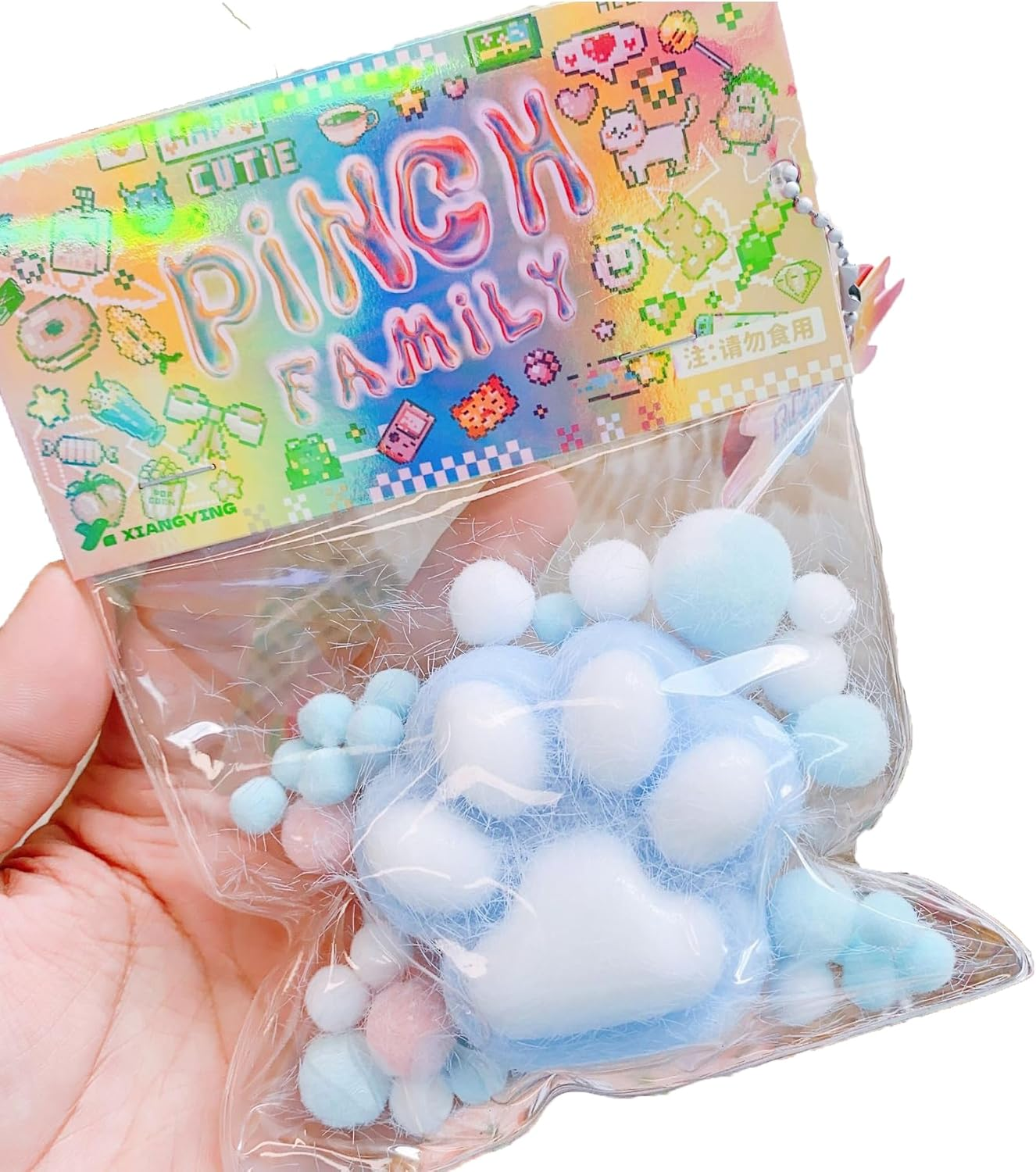 1 Pcs Taba Squishy Kit Kawaii Cat Paw Squishy Fidget Toy, Cute Cat Squishy'S Sensory Toys, Pinch Family Squishy Toys, Stress Relief for Party Favors, Cat Mochi Squishy for Adults (Purple)