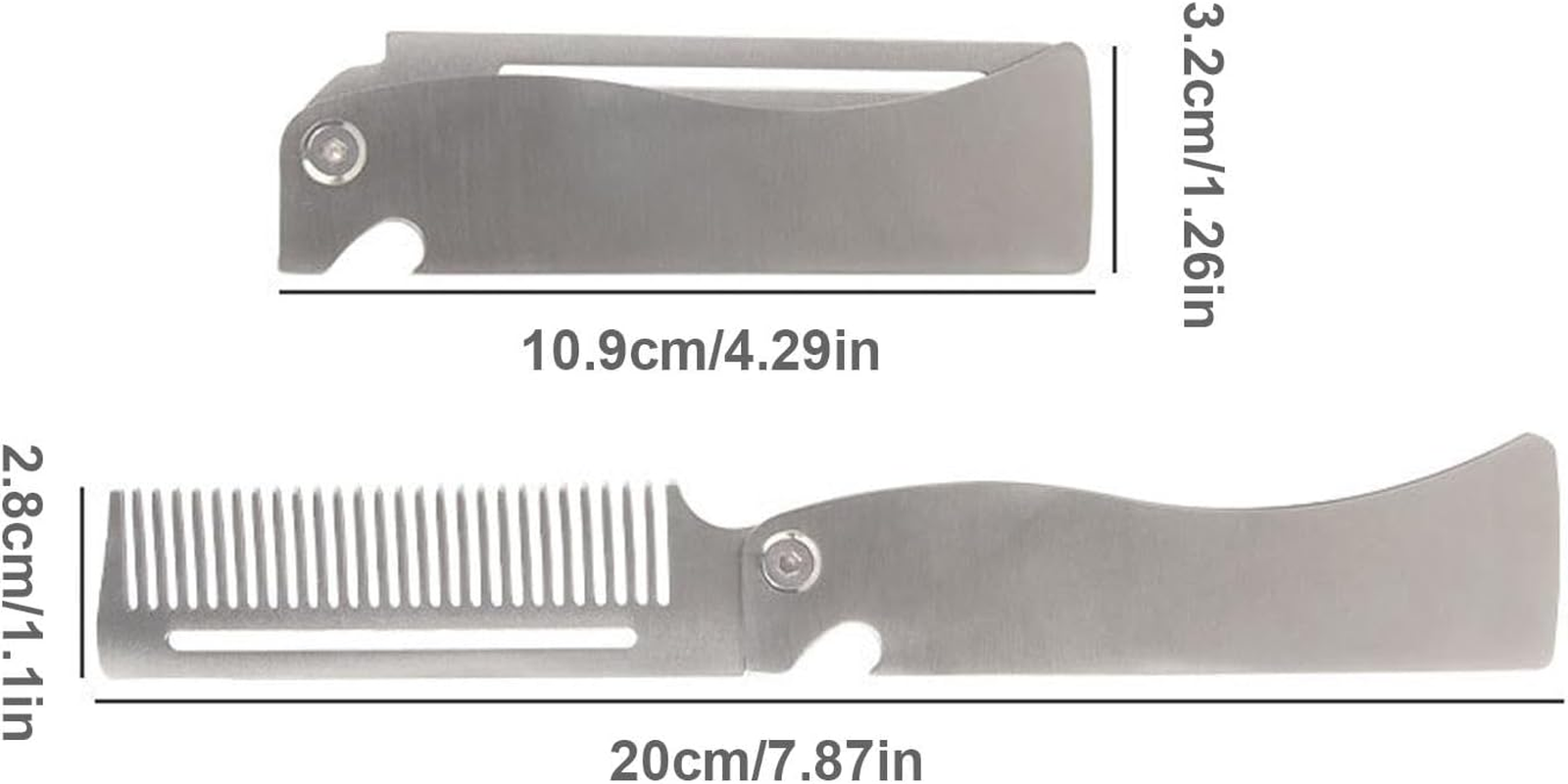 Lyanny Folding Comb for Men, Portable Stainless Steel Comb, Pocket Hairbrush for Men, Hair Straightener for Everyday Grooming Styling, Beard or Mustache image number 1