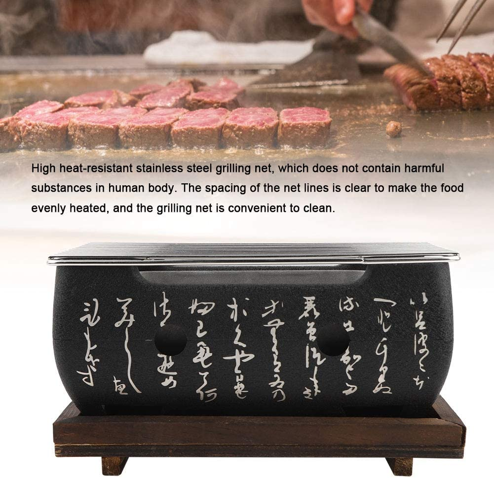 Japanese Style BBQ Grill, Portable Japanese Barbecue Japanese Barbecue Grill with Insulated Wooden Pallet, Charcoal Stove Yakitori Grill Rectangular Furnace for Camping Traveling image number 1