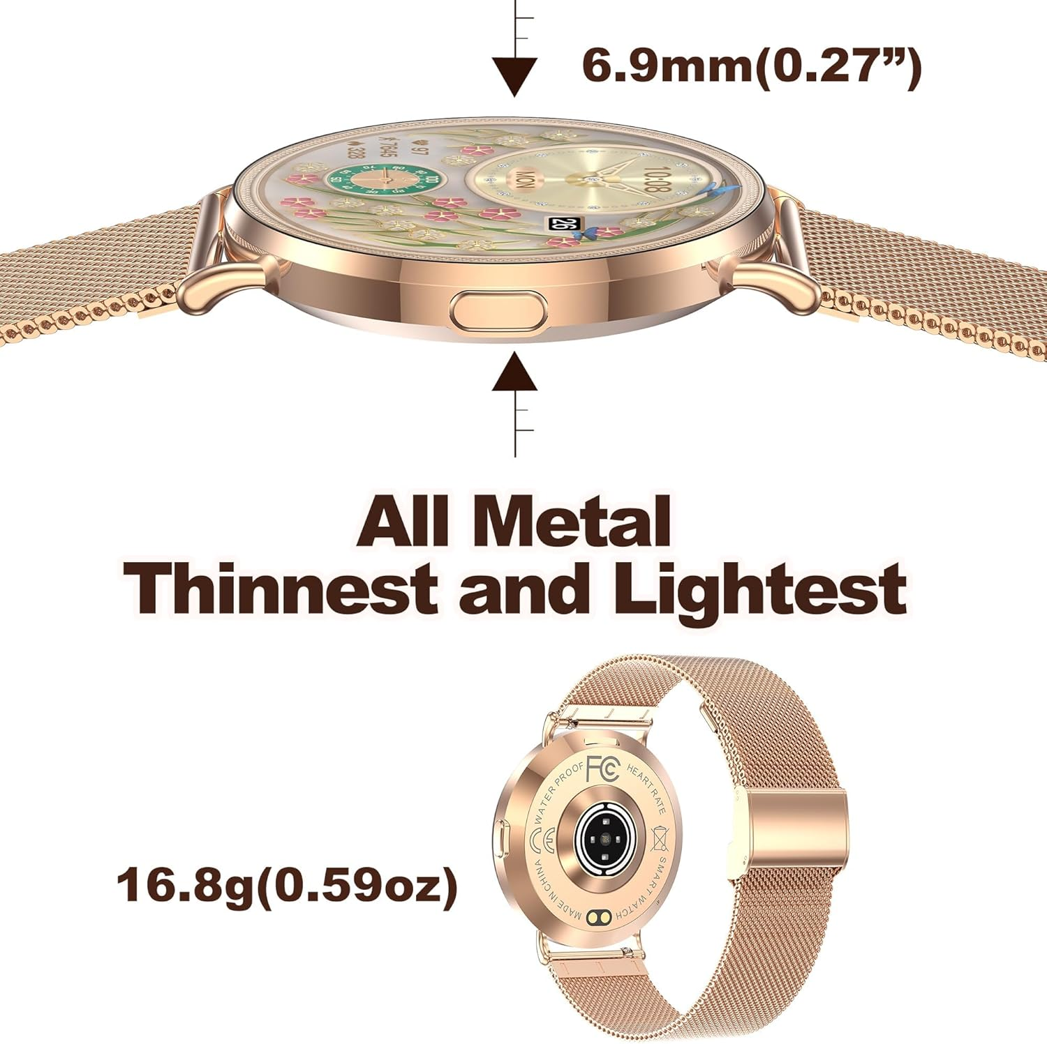 Ultra-Slim Smart Watches for Women(Call/2 Bands/All Metal), 1.32" AMOLED Ultra-Clear Screen Fitness Tracker with Spo2/Heart Rate/Sleep Tracking,Waterproof Smart Watch for Iphone/Samsung/Android - Silver image number 2