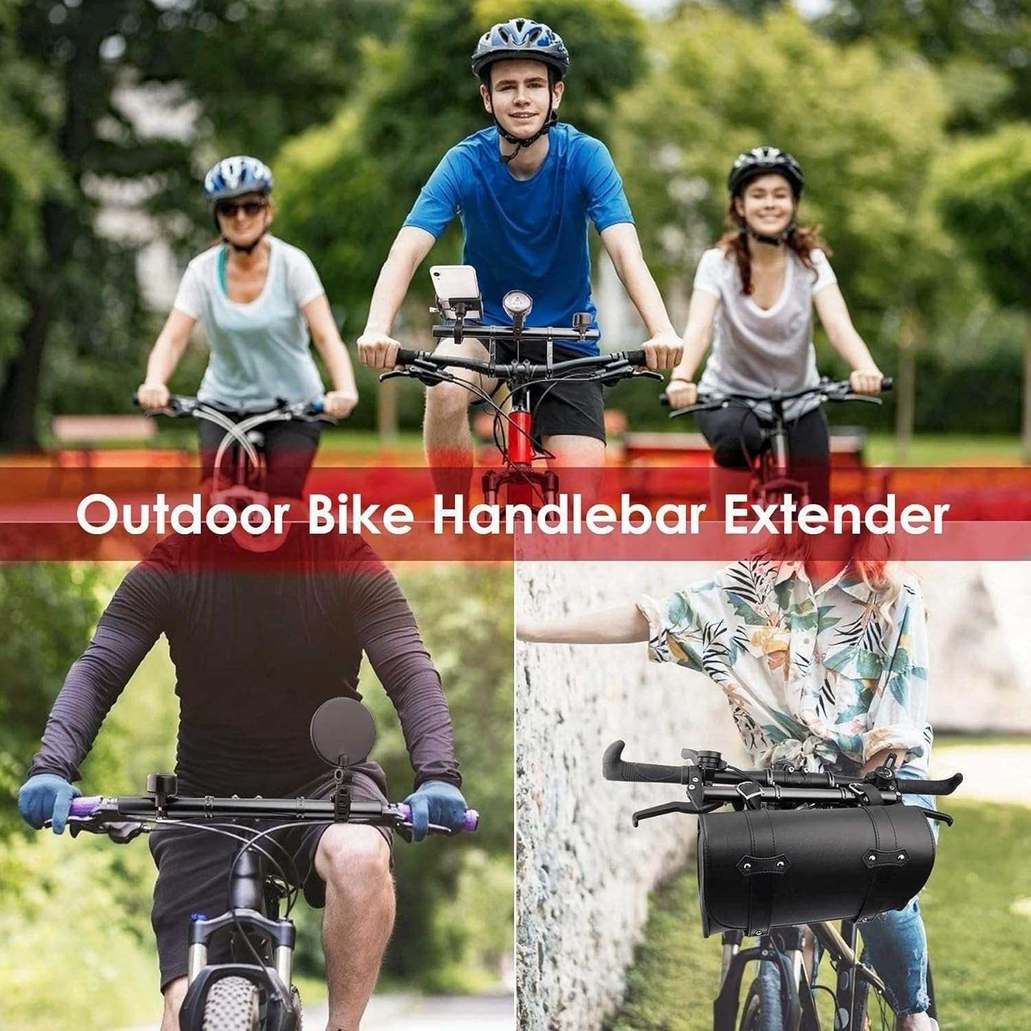 Kiaufdcf Bike Handlebar Extender Aluminum Dual Bike Handlebar Extension Bracket, Bike Handlebar Extender, Lightweight and Durable, for Fixing Bike Speedometer, Gps, Cell Phone Holder Mounts image number 2