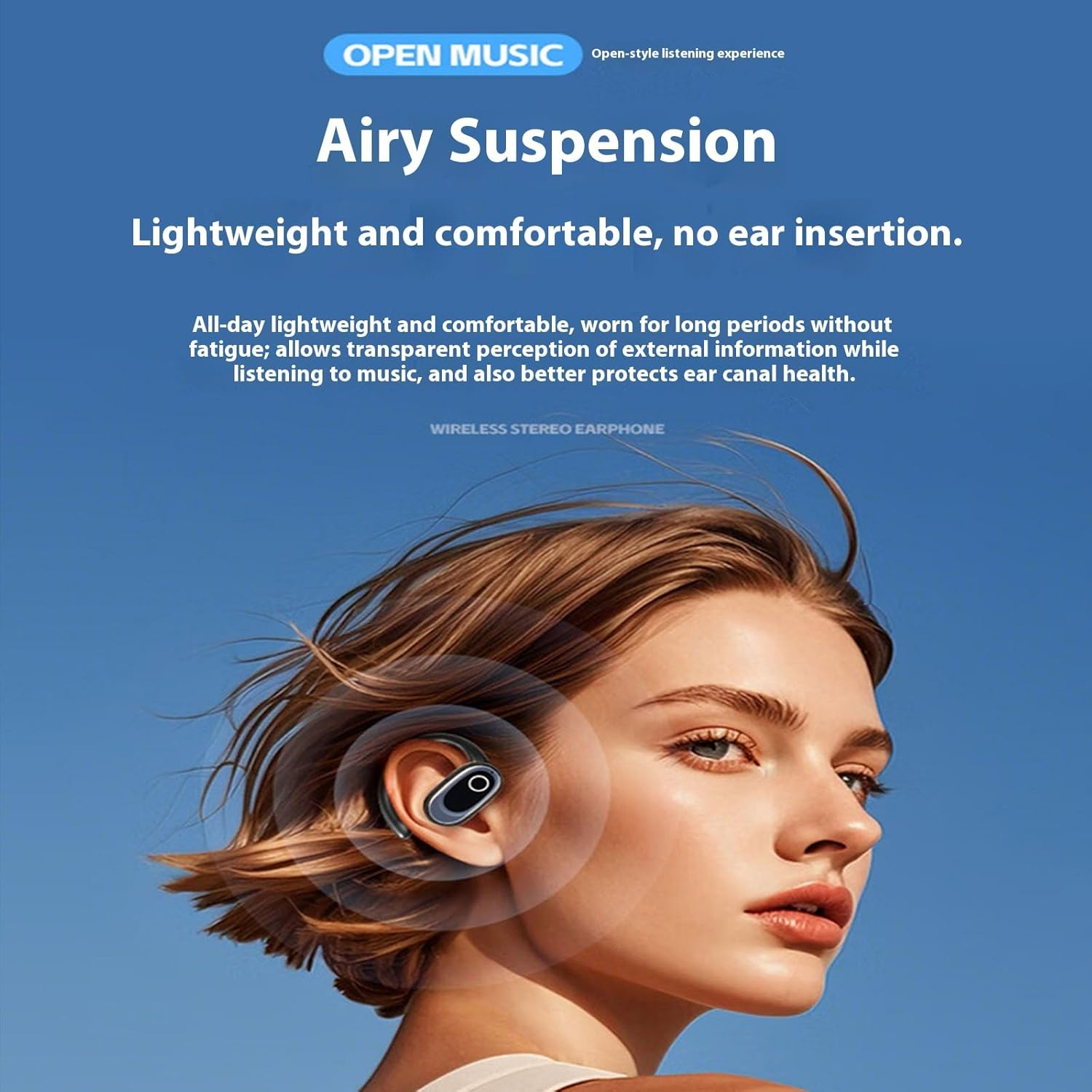 Black Open Ear Earbuds with 130&deg; Rotatable Design, 14Mm Dynamic Driver & AI Call Noise Cancellation, 80H Playtime Bluetooth 5.4 Wireless Earbuds, IPX7 Waterproof, LED Power Display, Low Latency image number 4