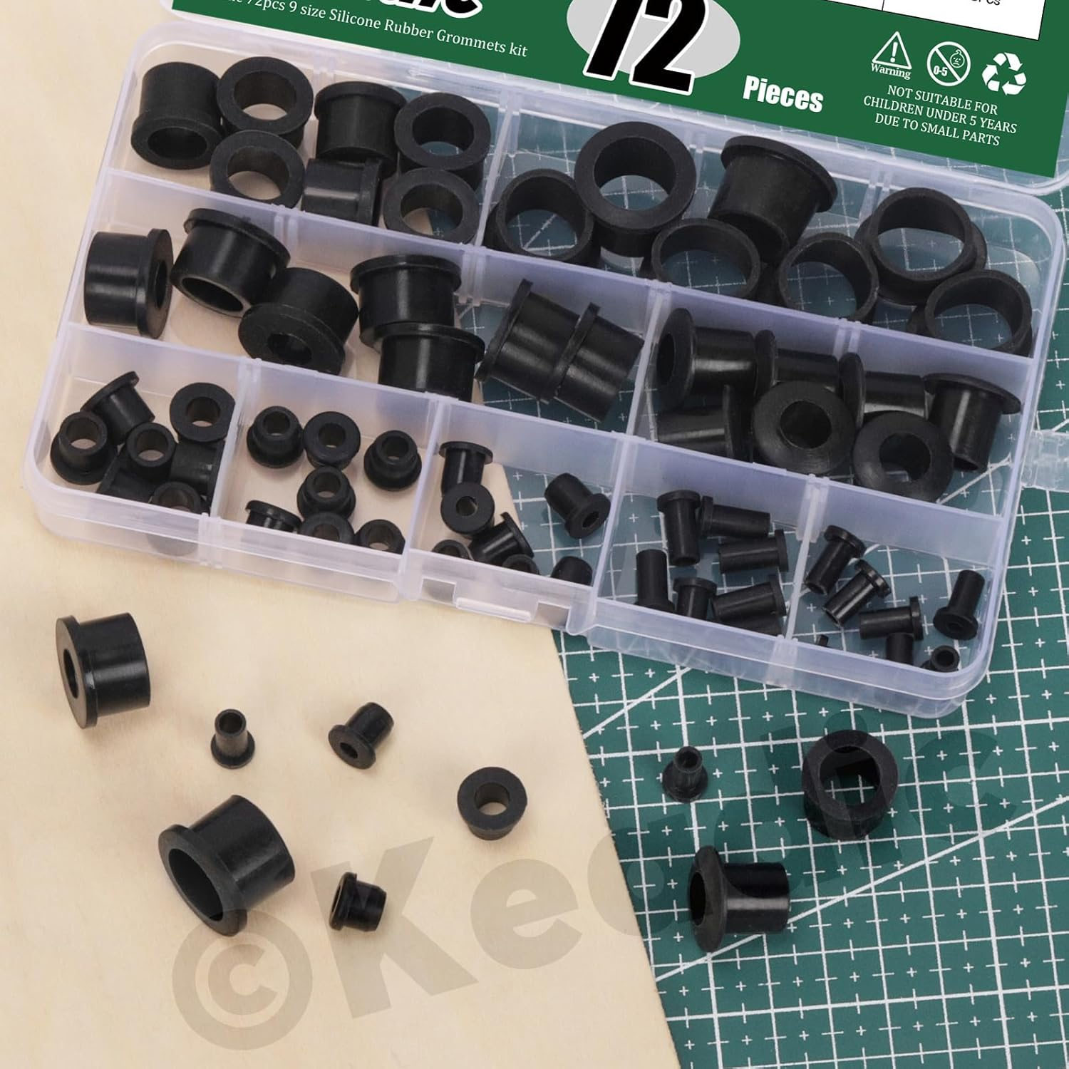 Keadic 72Pcs 9 Sizes Silicone Rubber T-Type Grommets Assortment Set, Hole Firewall Wire Cable Hole Plugs for Water Pipe, Tubing, Hydroponic, Irrigation, Desk image number 6