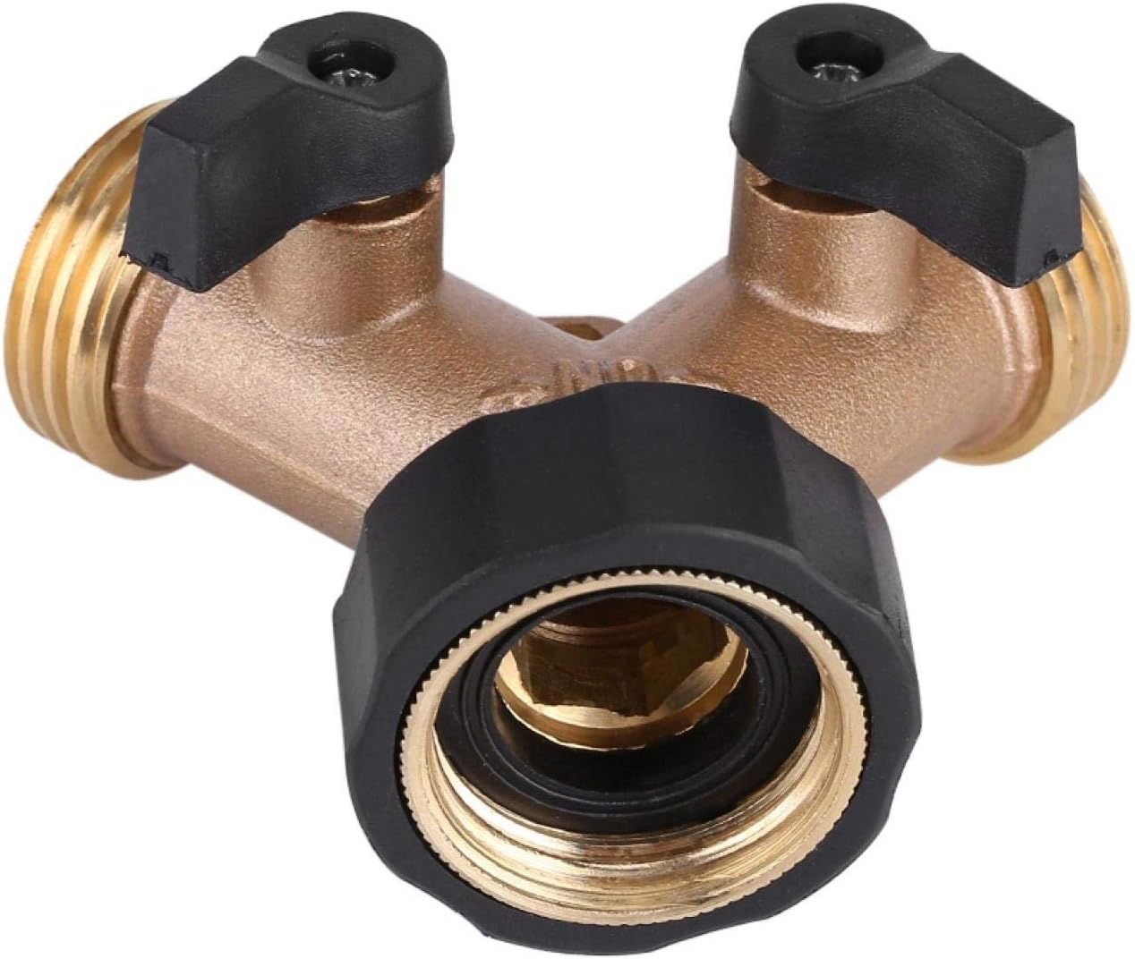 Garden Tap Adapter - 2 Way Solid Brass Splitter with Independent On/Off Valves, Hose Connector Y Shape for Home Irrigation (American Thread) image number 6