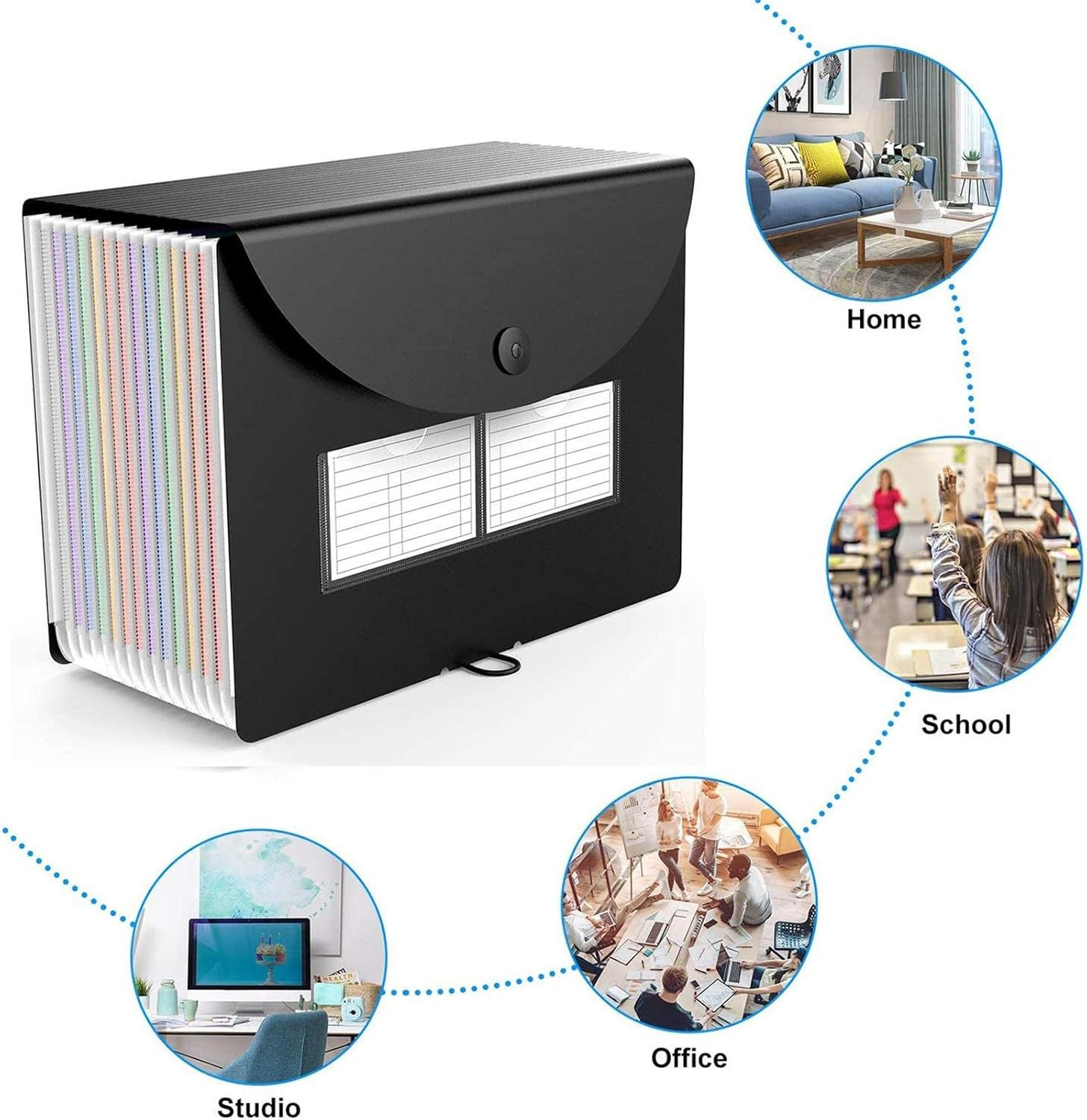 2 Folder Portable Organ File Bag,12 Pockets Accordion File Holder Organizer A4 Folder | Paper Document Receipt Organizer Accordion Filing Folder for Classroom, Home, Office, and Travel Puchen - 3 Pcs Single Attribute image number 2