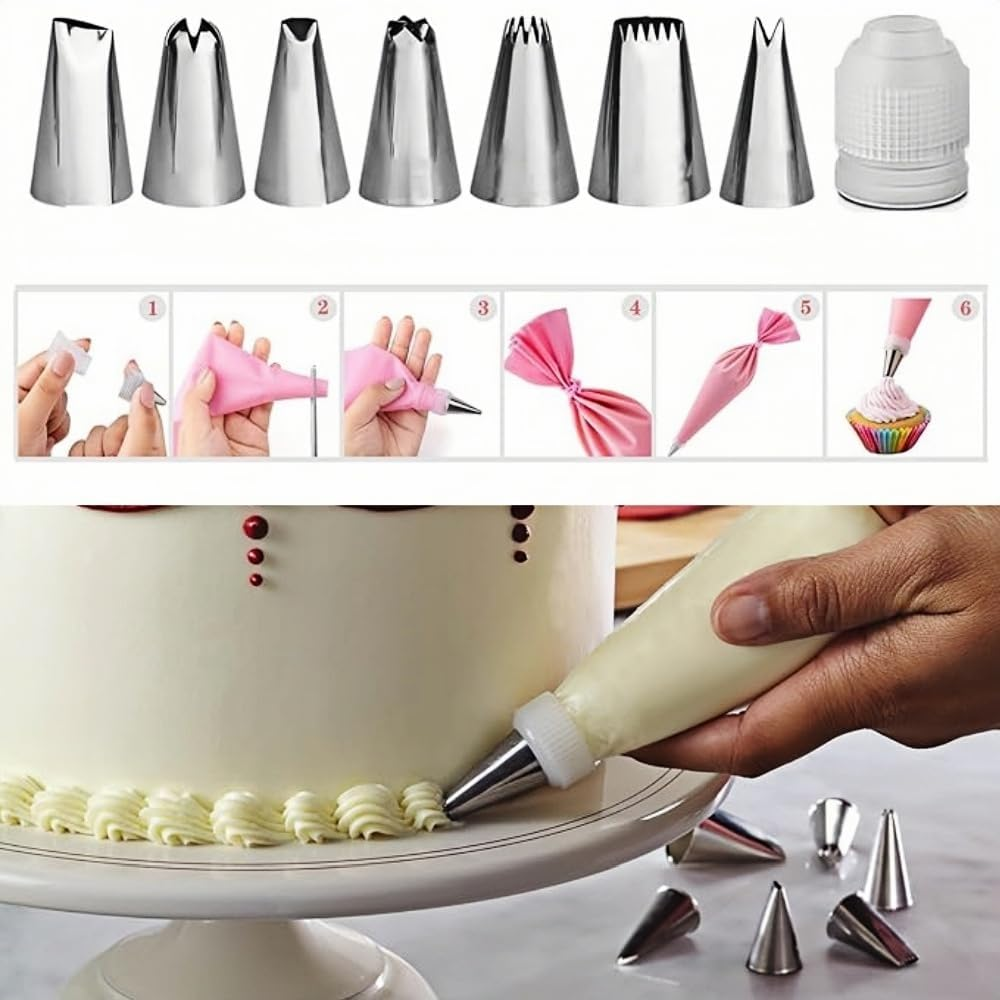 Jindizi 35Pcs Cake Decorating Supplies with Cake Turntable,Icing Tips, Cake Decorating Kit,Modeling Tools,Icing Smoothers, Pastry Bags and Other Cake Decorating Accessories for Beginners. image number 3
