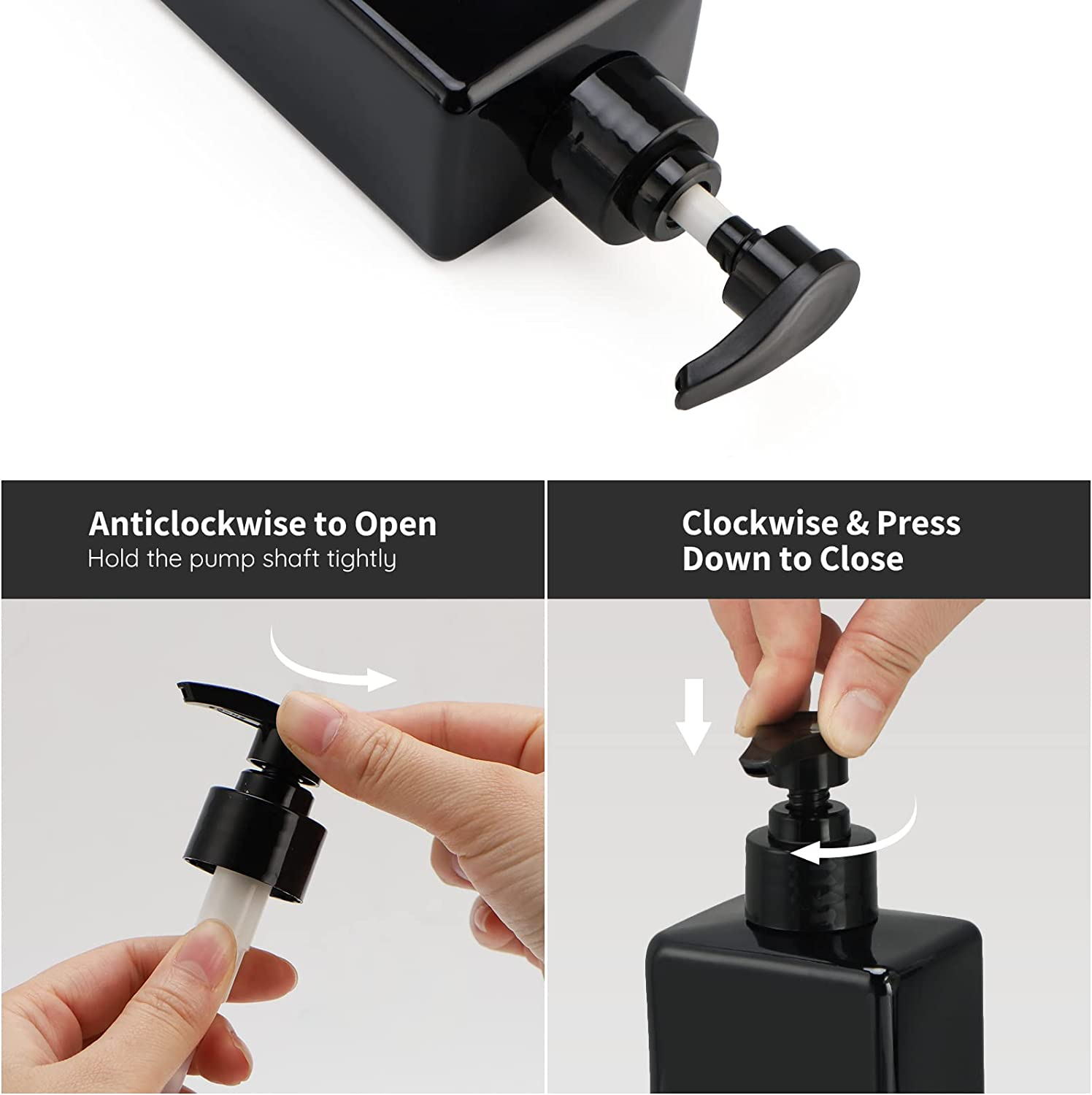 Segbeauty Shower Refillable Dispenser, 3Pcs 16.9Oz 500Ml Pump Press Bottles with Labels, Empty Reusable Plastic Soap Dispenser Bathroom Shower Containers for Body Wash Shampoo Conditioner Lotion Black image number 6