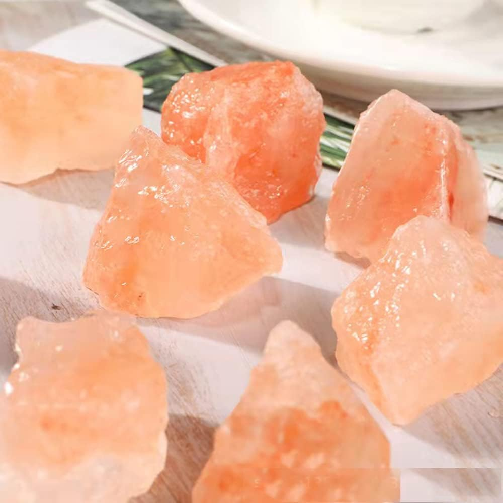 RCSTONE 1.18 to 1.97 Inches Himalayan Pink Crystal Salt Stones, 0.22 Pounds Himalayan Pink Salt Chunks for Salt Rock Lamp,Salt Bowl,And Decorations M33, Orange image number 2
