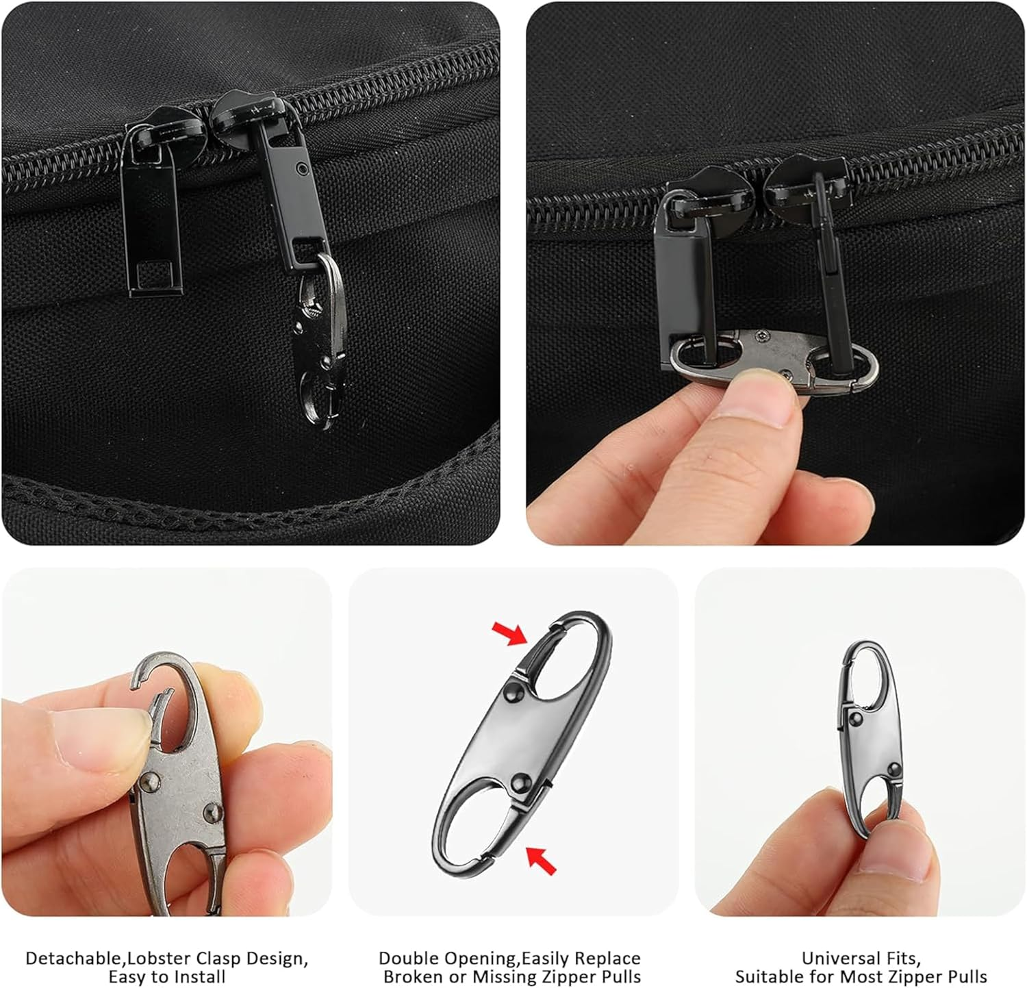 6Pcs Zipper Pull Replacement, Zipper Clip Theft Deterrent,Premium Zipper Lock,Upgraded Zipper Pull,Theft Deterrent Dual Opening S Shaped Carabiner for Backpacks Traveling Camping Suitcases image number 6
