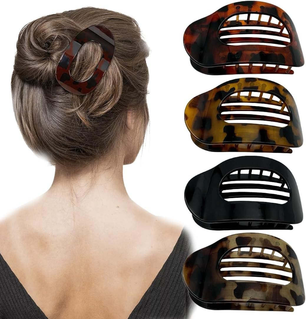 KIRZAX Pack of 4 Hair Clips for Women, Hair Clip, Flat Claw Clip, Hair Clip for Dunn Hair, Strong Hold Side Hair Clips for Everyday Life, Sports, Driving, Lying (Style 3) image number 4