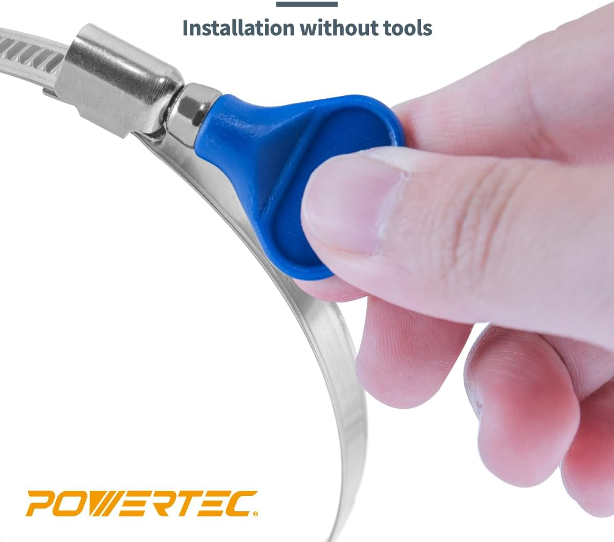 POWERTEC 70225 4 Inch Right Hand Keyed Bridge Hose Clamp, Thumb Screw Key Adjustable Stainless Steel Hose Clamps for Dust Collection, Dust Collector and Dryer Vent Hose, 5 Pack image number 5