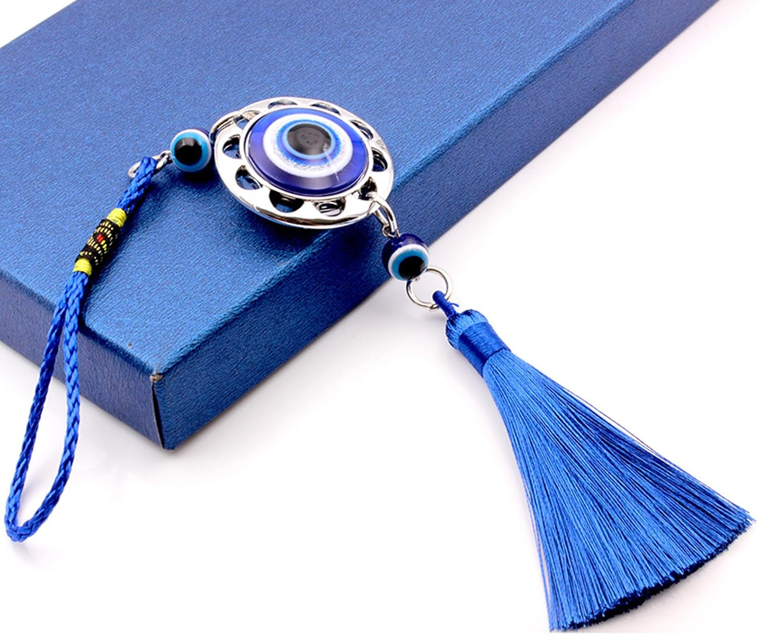 Lucky Evil Eye Car Hanging Ornament,Car Rear View Mirror Hanging Accessories,Evil Eye Car Interior Accessories,Car Decorations,Evil Blue Eye Charms Pendant for Car,Gifts for Women Men (A-Round) image number 4