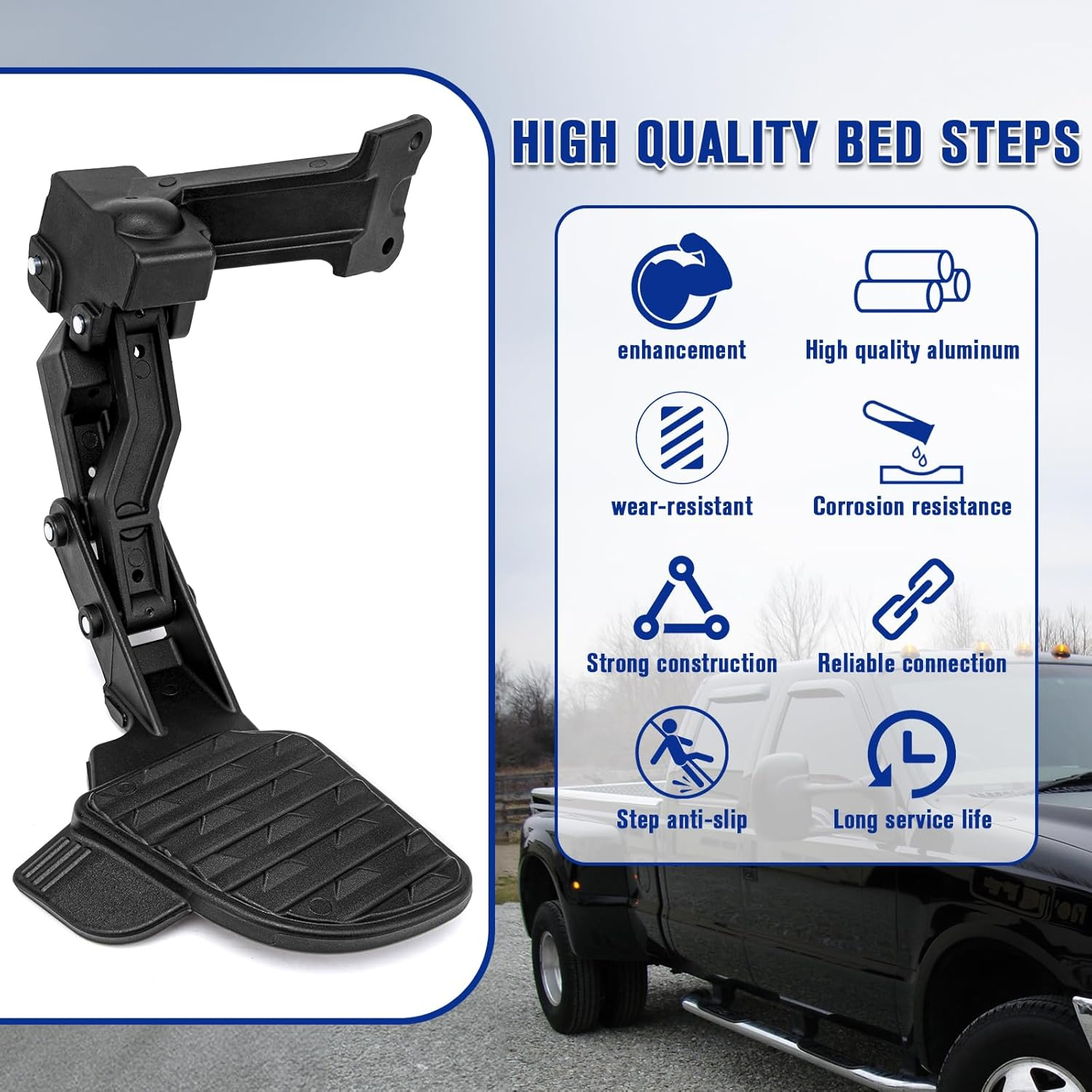 Rear Bed Step, Retractable Bed Step Compatible with Dodge Ram 2500 3500 2019-2024, Retractable Bumper Tailgate Step Replaces# 82215842AH 82215842AD 82215842AE 82215842AC image number 4