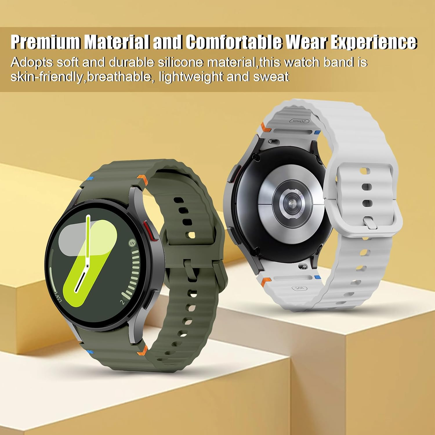 Compatible with Samsung Galaxy Watch 7 Strap No Gap Sport Silicone Watch Band for Galaxy Watch 6 5 4 40Mm 44Mm Galaxy Watch 6 Classic 43Mm 47Mm,Watch 5 Pro,Watch 4 Classic Strap 42Mm 46Mm (Army Green) image number 6