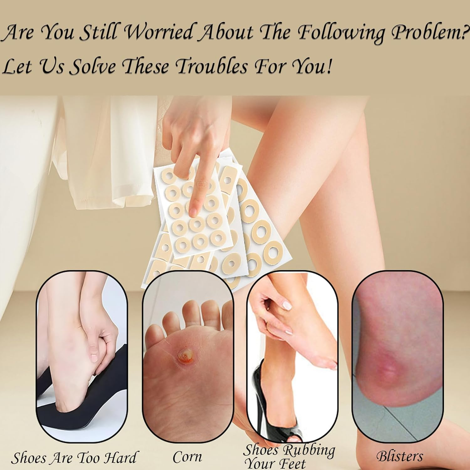 ZHIGOU 150 Pieces Corn Cushions,Soft Latex Foam Self Adhesive Callus Pads Corn Pad anti Friction Reduce Foot and Heel Pain,Suitable for Men and Women'S Feet,Toes,Heels Corn Pads for Feet(Small Oval)