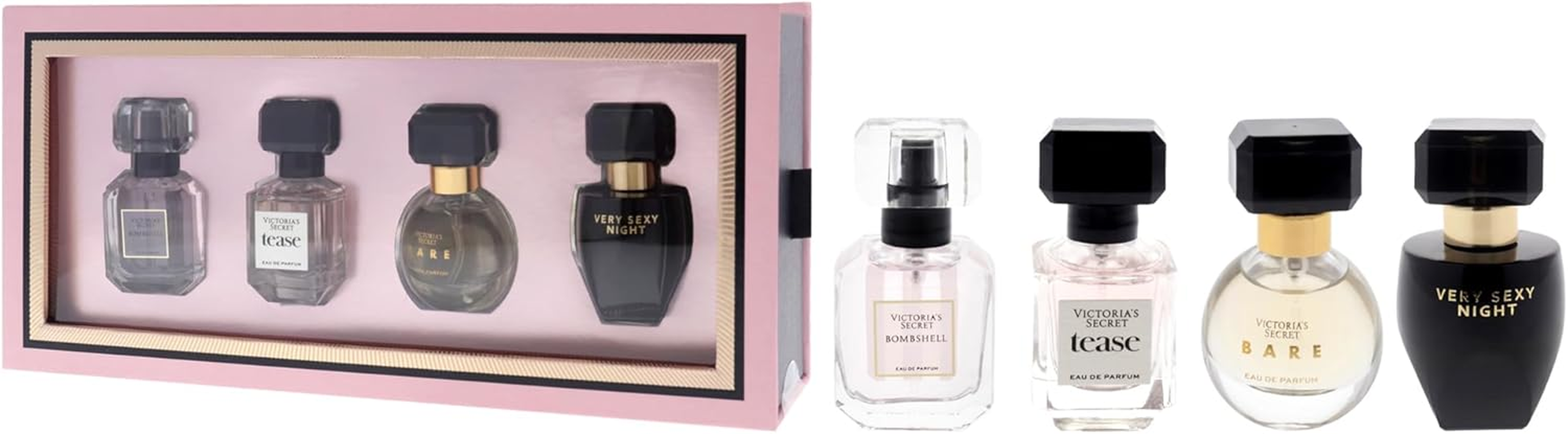 Fragrance Discovery Set by Victorias Secret for Women - 4 Pc Mini Gift Set 0.25Oz Bombshell EDP Spray, 0.25Oz Tease EDP Spray, 0.25Oz Bare EDP Spray, 0.25Oz Very Sexy Night EDP Spray image number 3