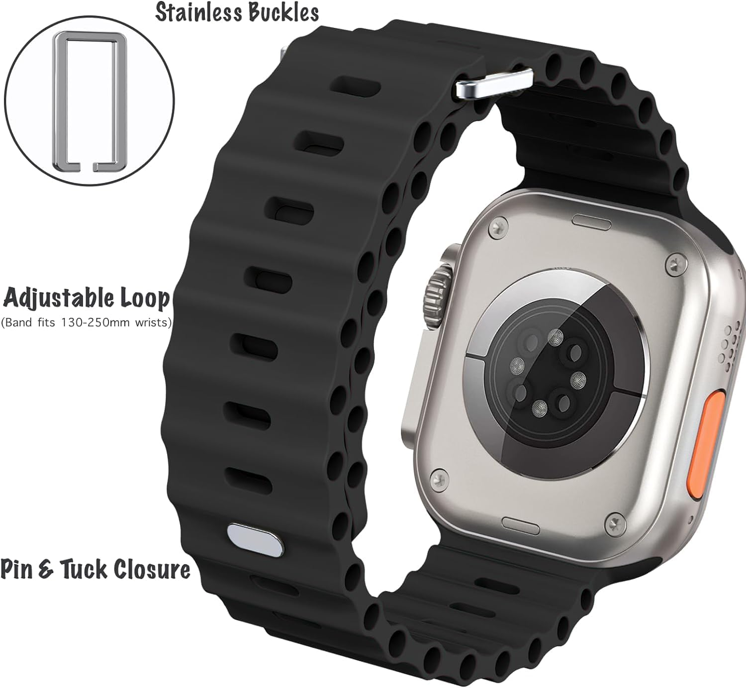 Lifenova [3 Packs] Sport Ocean Bands Compatible with Apple Watch Band 42Mm 44Mm 45Mm 49Mm for Women Men Waterproof Strap Replacement Wristbands Accessories for Iwatch Apple Watch Ultra SE Series 8/7/6/5/4/3/2/1 image number 4