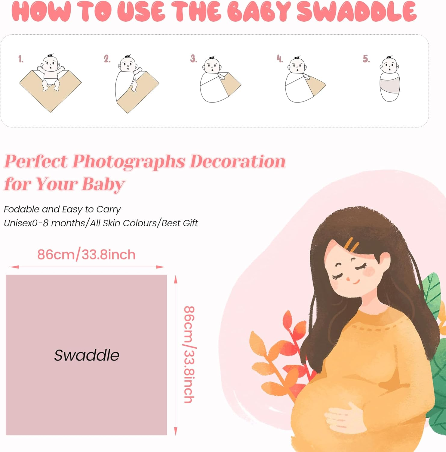 V.&GRIN Mommy and Me Robe and Swaddle Set, Maternity Robe and Matching Baby Blanket | Hospital Outfits Labor Delivery image number 4