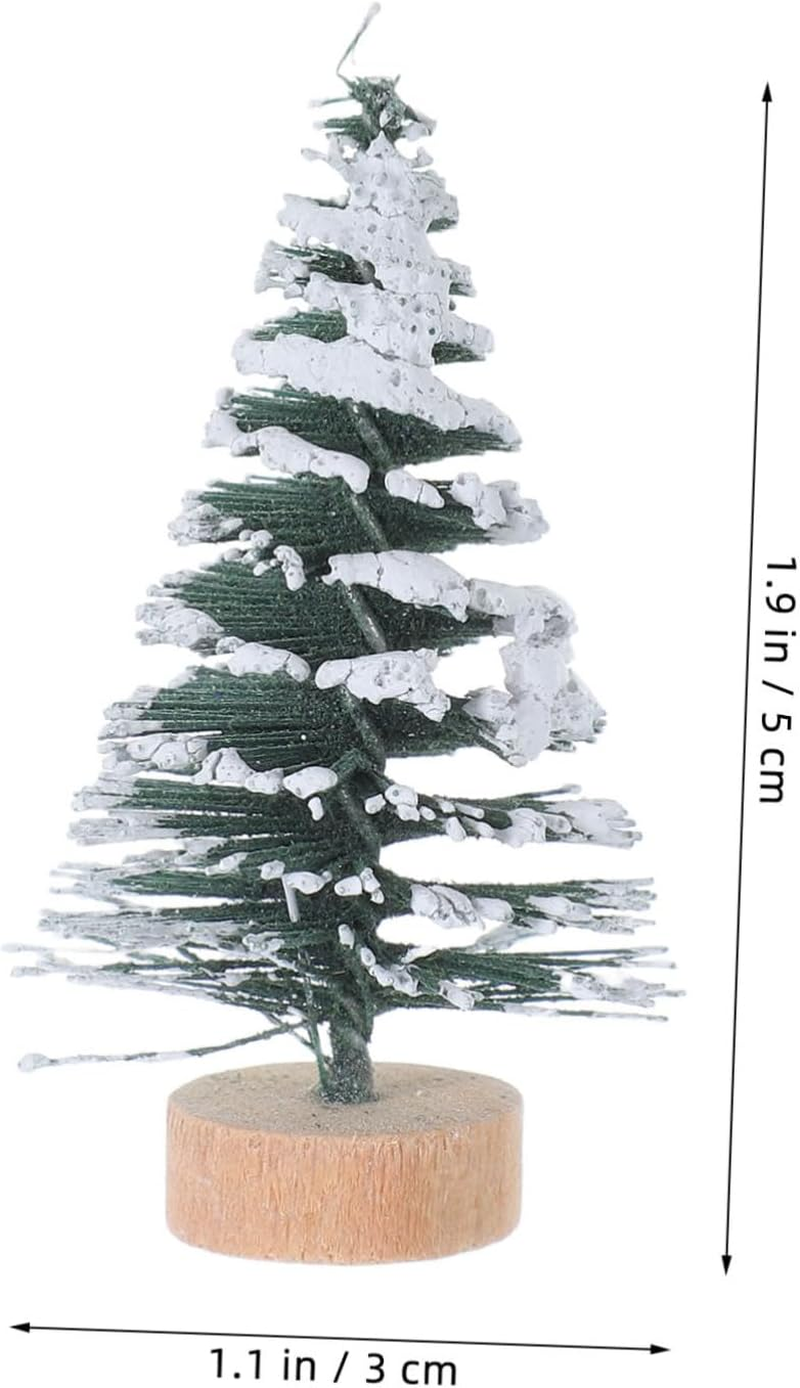 10Pcs Mini Christmas Tree Ornaments Pine Snow Covered Desktop Christmas Ornaments for Home Party Decoration for Xmas Party