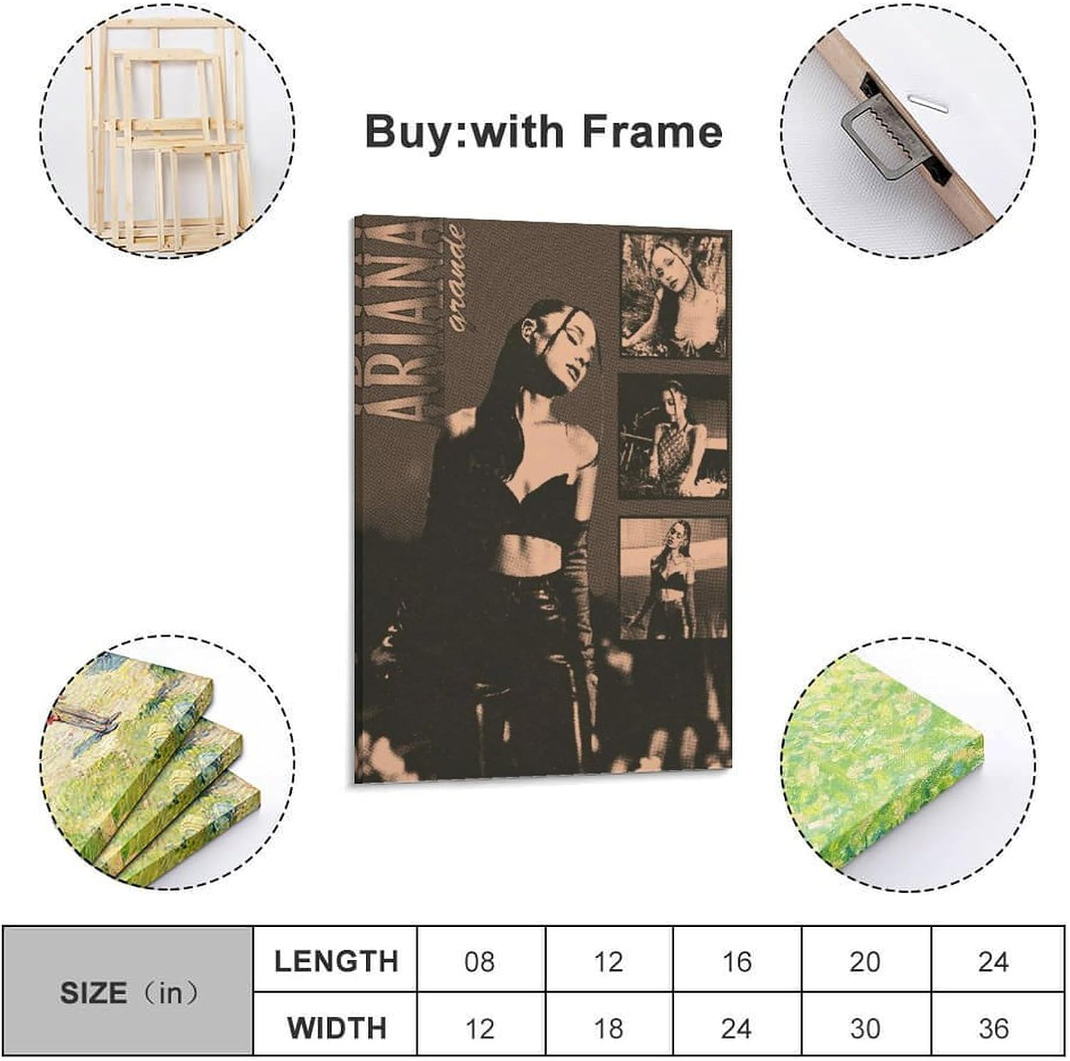 Art Ariana Music Grande Poster Poster Canvas Painting Wall Art Picture Home Decor Print for Bedroom Living Room Dorm Study Bar Office 08X12Inch(20X30Cm) image number 3