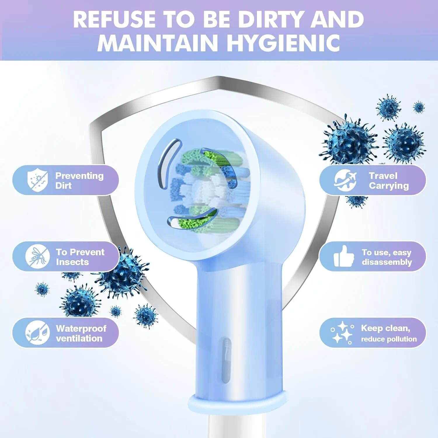 Toothbrush Cover，Electric Toothbrush Cover，Travel Case &ndash; Compatible with Oral B IO Toothbrush Heads，Silicone Bpa-Free Protective Cap Set for Travel and Home(6 Pcs)，By Leralsta image number 1