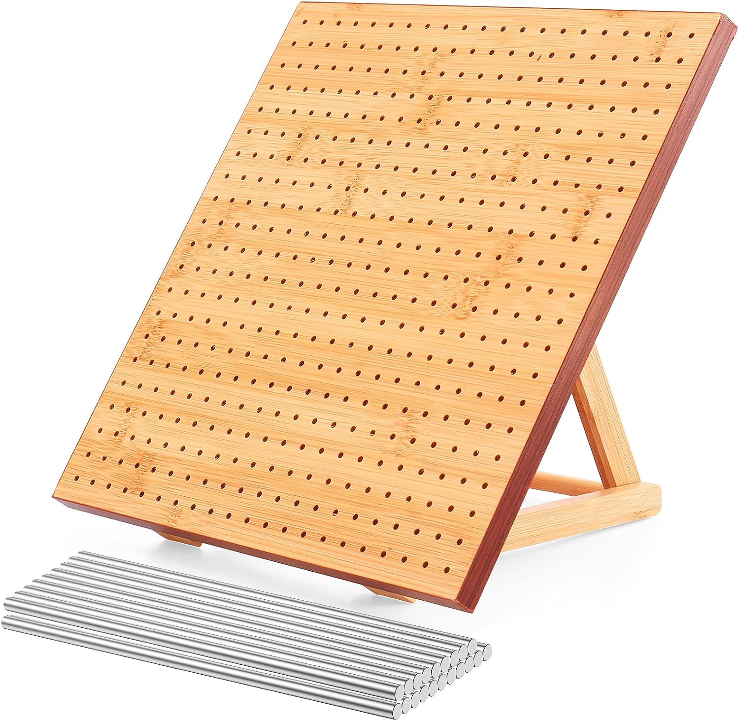 Abizarch 11.4Inch Crochet Blocking Board with 20 Steel Rod,Bamboo Wooden Blocking Board with Adjustable Stand,Granny Square Blocking Board for Beginner Knitting Lover Crocheting image number 6