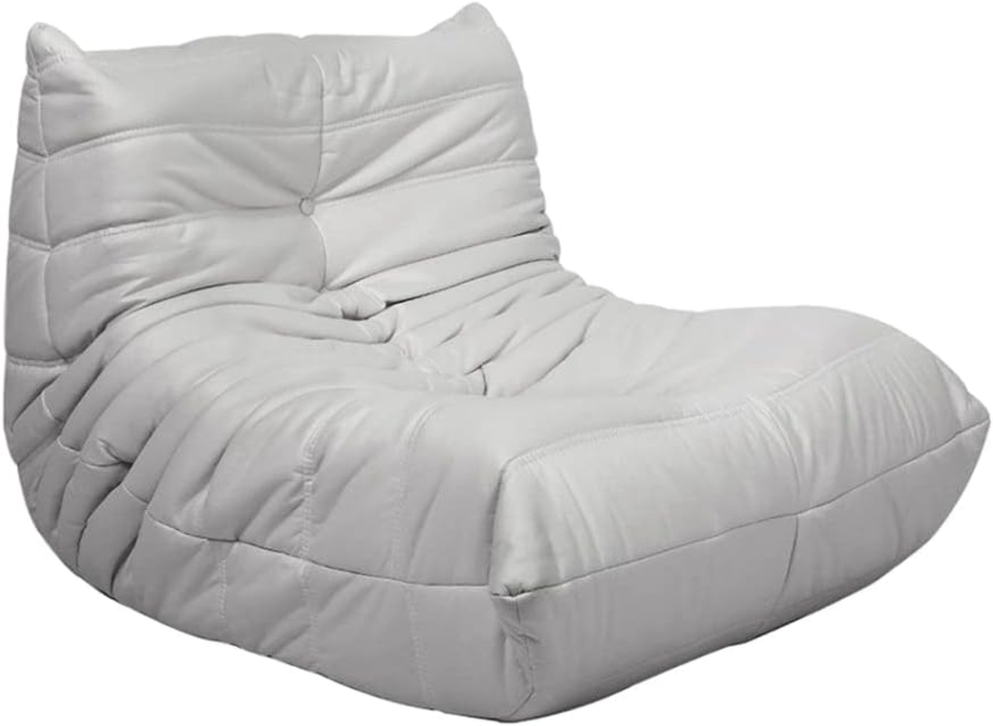 LEVEDE Single Floor Couch Frameless Whole Foam, Modern Caterpillar Lounge Sofa, Leathaire Fabric Lazy Sofa Fireside Chair, Recliner for Living Room, Bedroom, Office (Light Grey)&hellip;