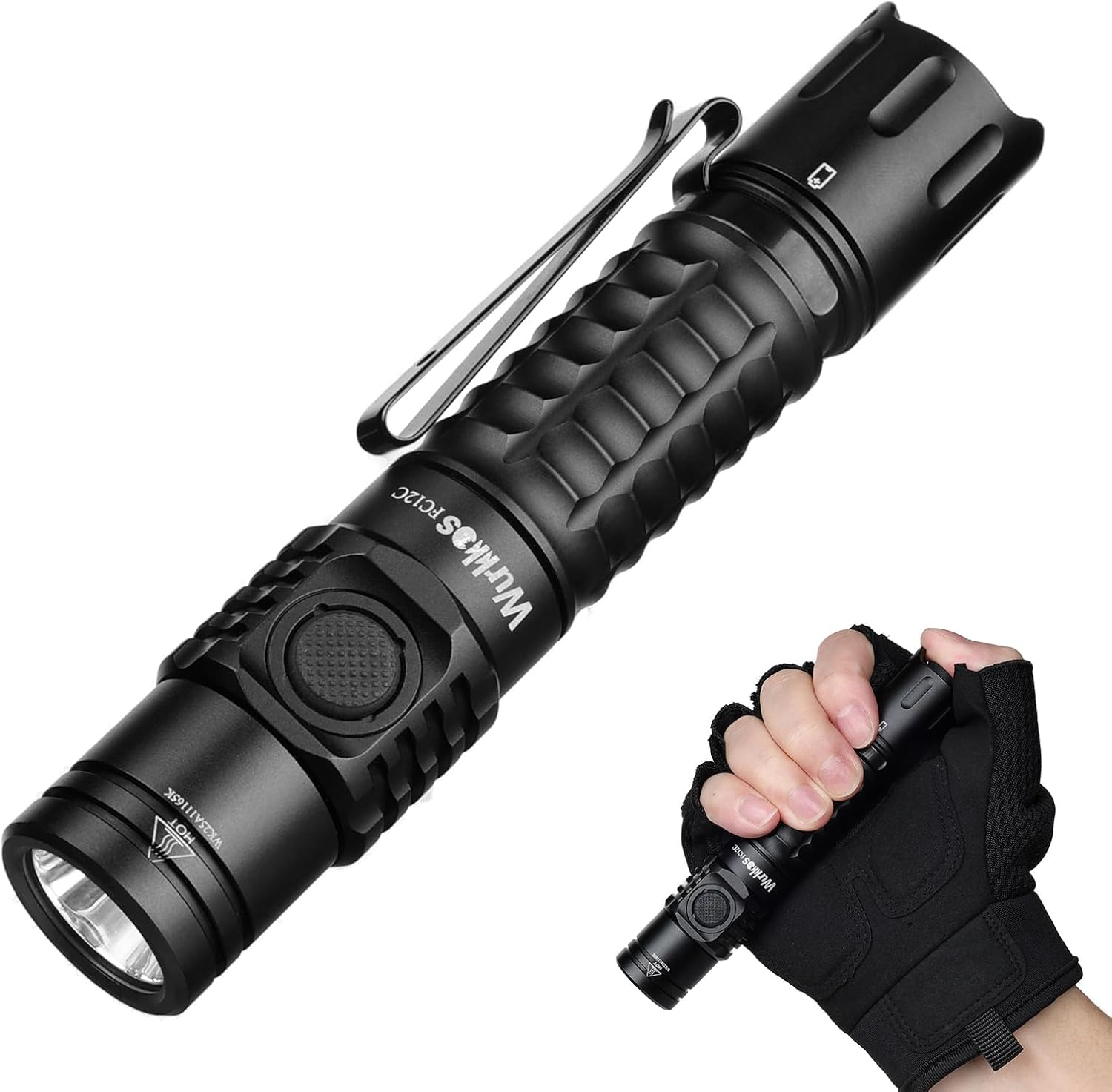 Wurkkos FC12C Tactical Flashlight 1600 High Lumens, USB-C Rechargeable LED Flashlights, 332M Long Throw Flash Light, IP68 Waterproof, Dual Switches and Constant Current Circuit for Searching, Hunting