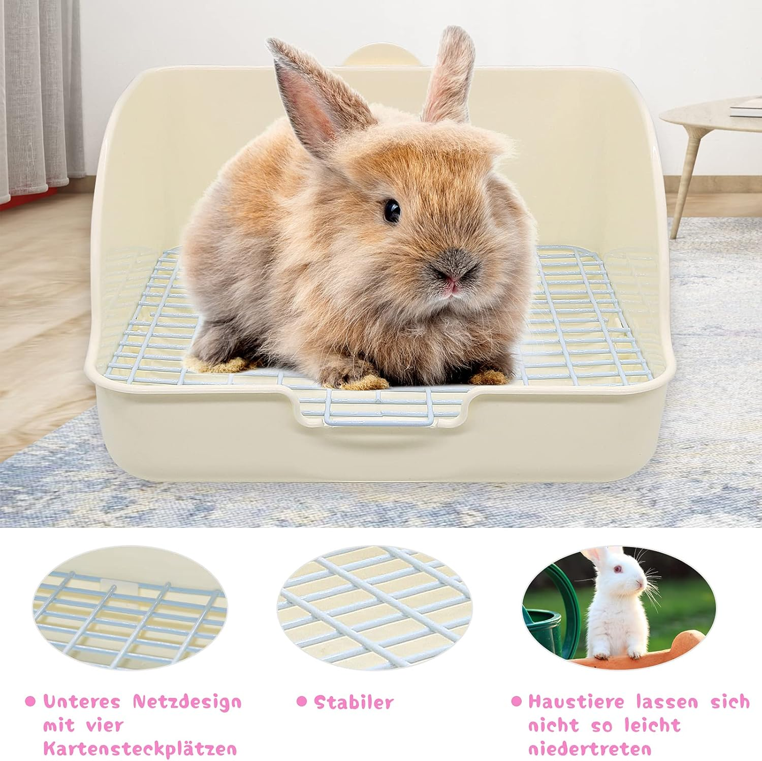 HYLYUN Rabbit Toilet Corner Toilet House Rabbit Cage Cat Litter Tray with Durable Shovel for Small Animals Rabbits Guinea Pigs White image number 3