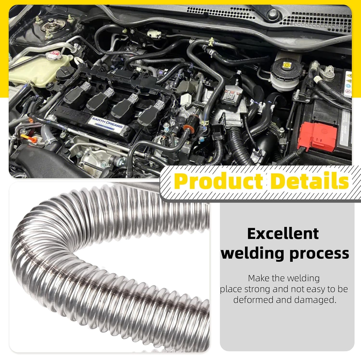 2.5CM/1&rdquo; Parking Air Heater Exhaust Pipe, Stainless Steel, Flexible Exhaust Tubing with Muffler, Diesel Heater Exhaust Pipe Tube, Silver, 8Pcs image number 5