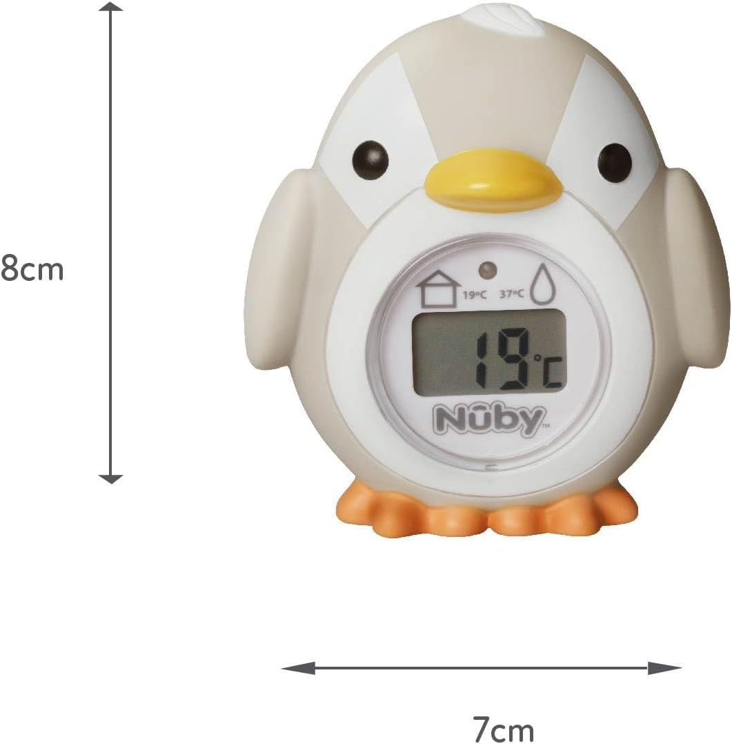 Nuby - Penguin Shaped Baby Bath Digital Thermometer - Easy to Read Screen - BPA Free - Gray - Suitable from 0 Months image number 4