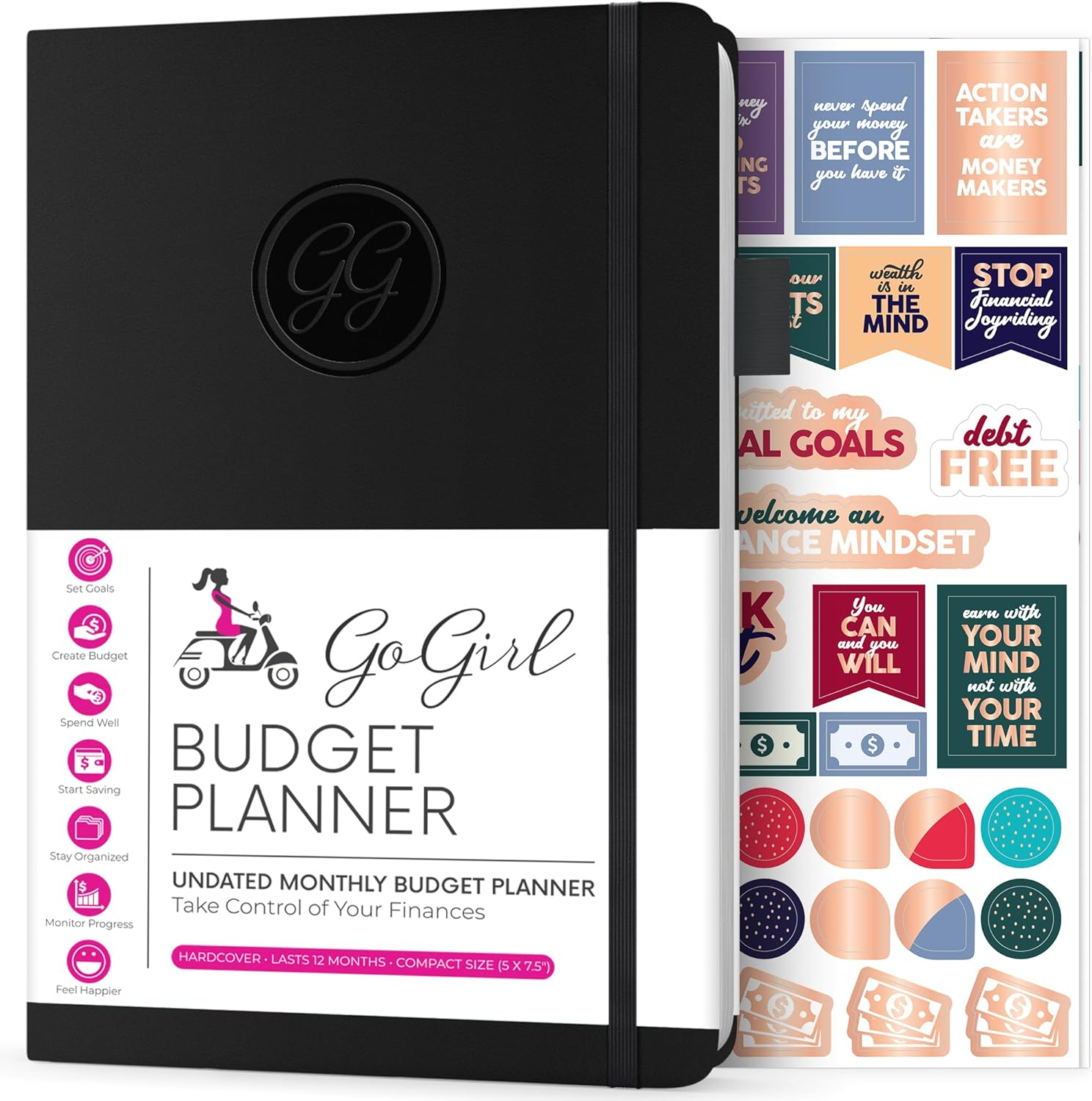 Gogirl Budget Planner - Monthly Financial Planner Organizer Budget Book. Expense Tracker Notebook Journal to Control Your Money. Undated - Start Any Time, 5.3" X 7.7", Lasts 1 Year Compact (5.3" X 7.7") - Smaller than A5 Lavender