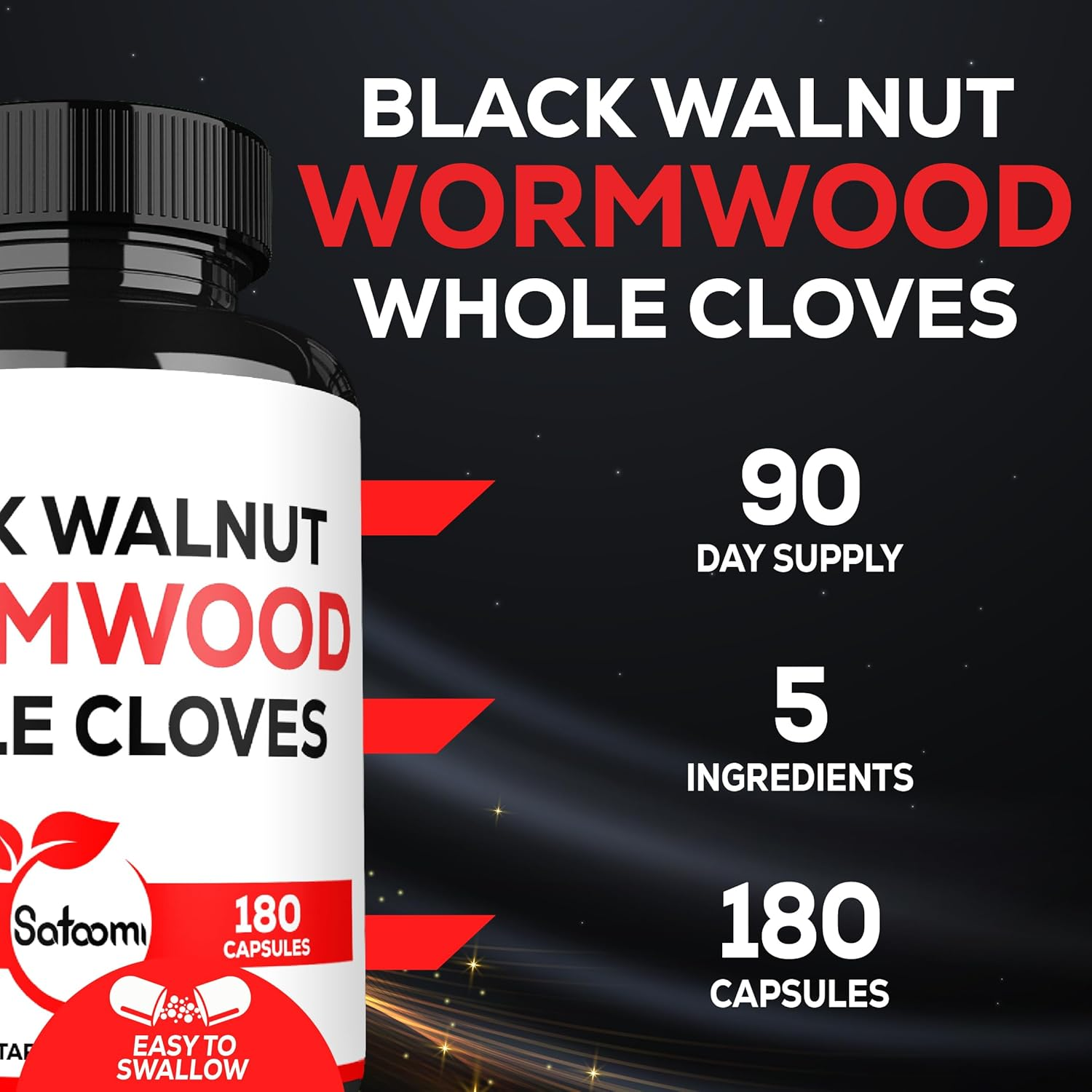5In1 Wormwood Capsules Supplement - Extracted from Black Walnut, Whole Cloves, Turmeric and Berberine Hcl - 180 Count - 90 Day Supply image number 4