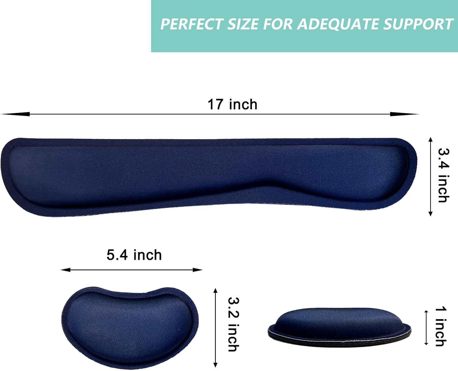 Keyboard Wrist Rest Mouse Wrist Support Set, Memory Foam Wrist Rest Pad for Computer Laptop Keyboard Mouse, Ergonomic Wrist Cushion Support for Typing Pain Relief, Gaming Home Office, Navy Blue
