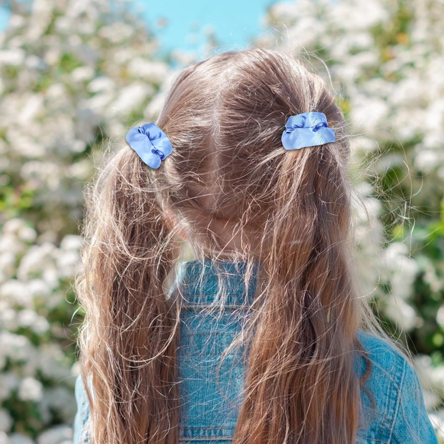 16 Pacs Satin Scrunchies Bridesmaid Proposal Gifts Hair Ties Scrunchies for Women Girls Bachelorette Party Favors (Light Blue) image number 3