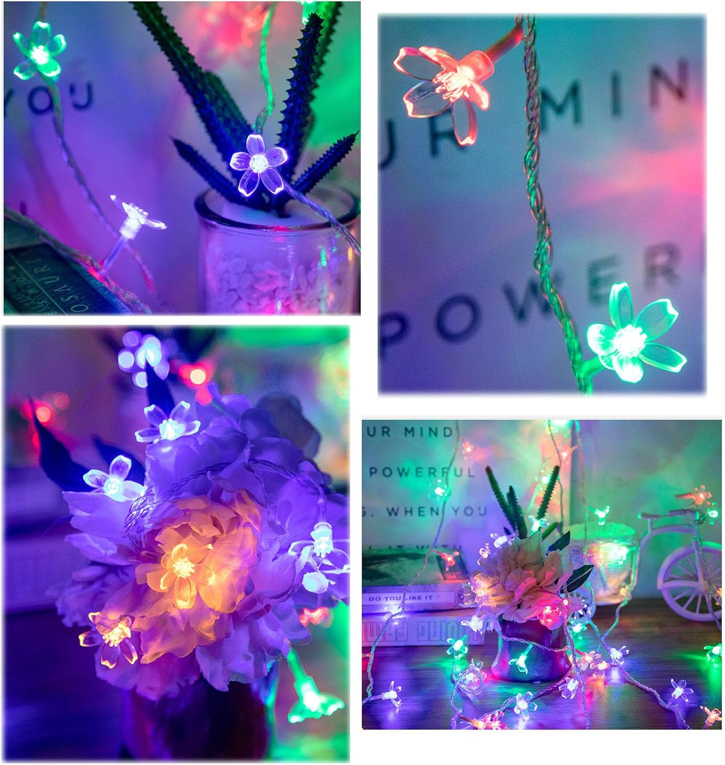 Shgarden Flower String Lights Battery Operated(Not Included) 33FT 80 LED Cherry Blossom Fairy String Lights Floral Lamp for Home Bedroom Party Wedding Christmas Decoration SH0076 (Colorful) image number 3