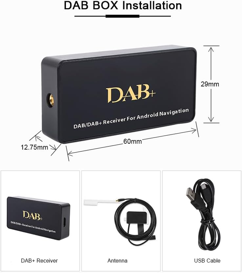 DAB Adapter Radio Antenna Receiver, Car FM AM Tuner Kit, Digital Audio USB Antenna Transmission Dab + Box Radio Receiver Adapter with Antenna for Android image number 1