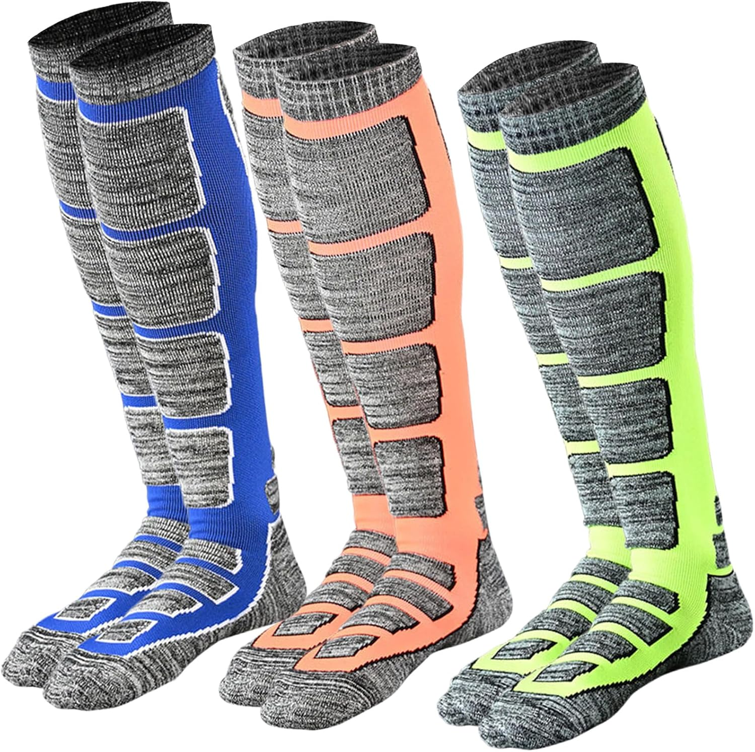 Dress Cici Ski Socks for Winter for Cold Feet, Thick Cushioned Knee High Cold Weather Socks to Keep Feet Warm (3 Pack)