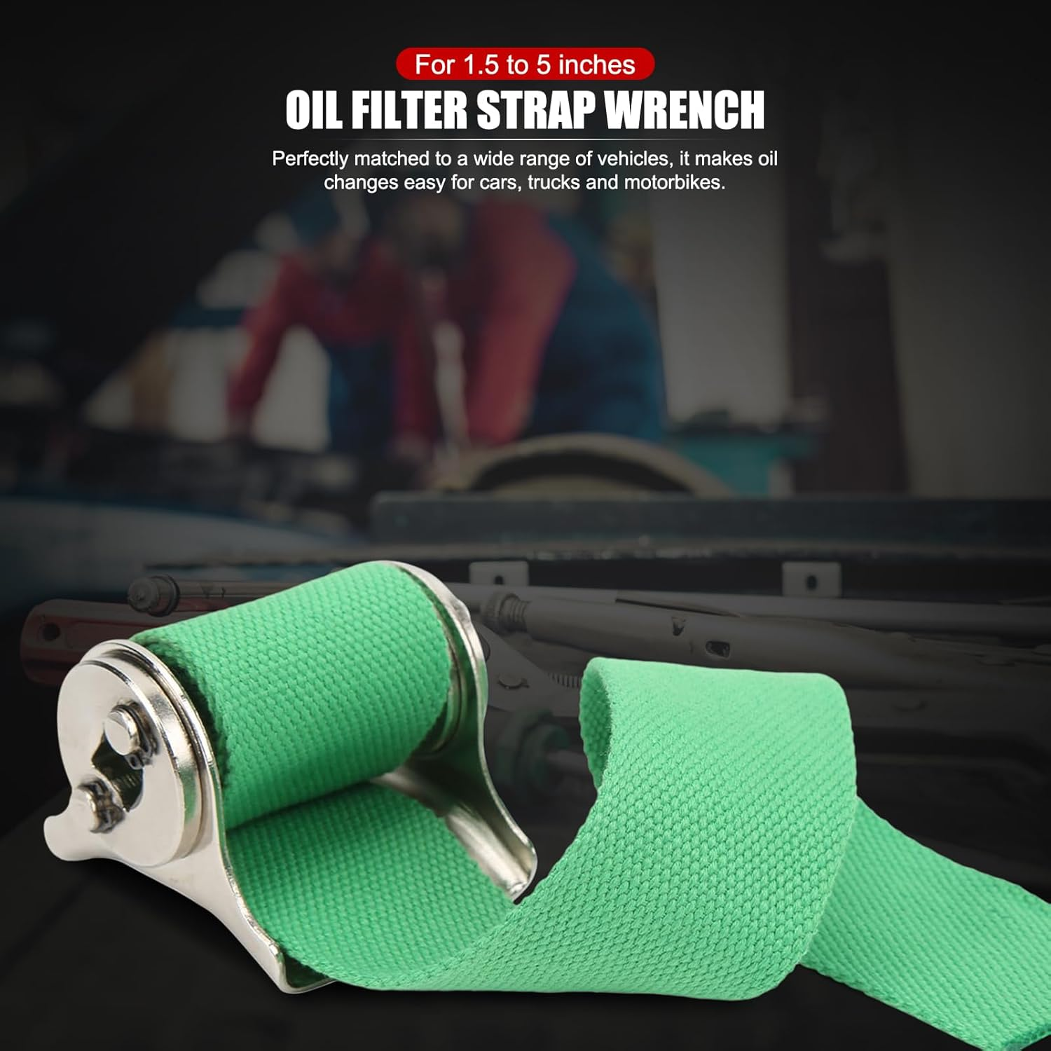 EVTSCAN Canvas Type Heavy Duty Oil Filter Strap Wrench, with 1/2" Drive, Universal Adjustable Oil Filter Wrench for 1.5 to 5 Inches, for Car, Truck, Motorcycle image number 2