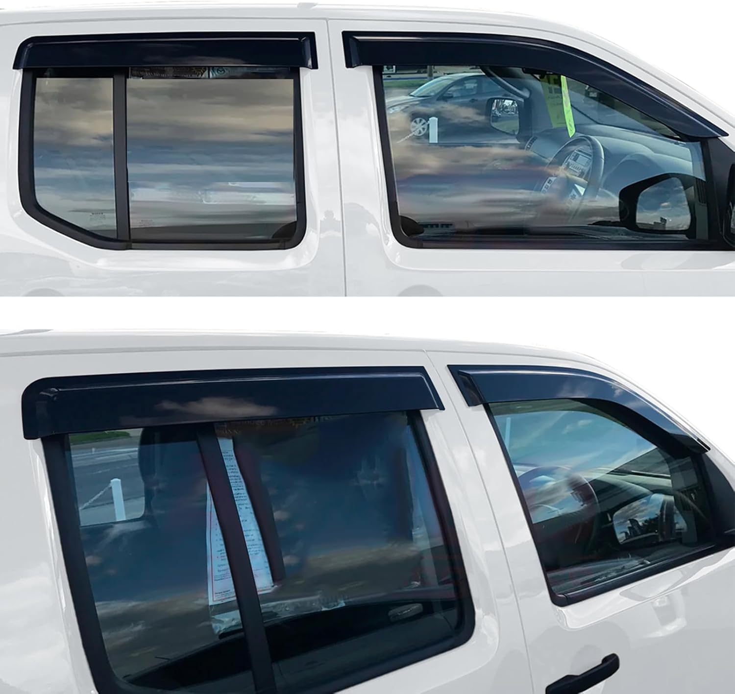SUERAUTO4X4 Weather Shields for Nissan Navara D40 Accessories 2005-2015 Dual Cab, Weathershields Window Visors Car Wind Deflectors Rain Guard Exterior, Injection Smoked Tinted Black 4PCS