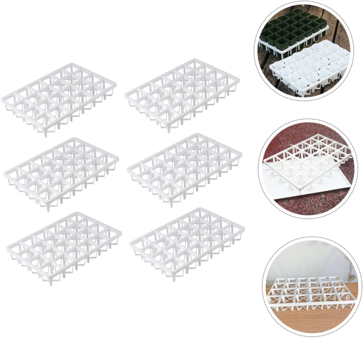 6Pcs Square Nursery Pot Rack Storage Stands for Seedlings and Sturdy Practical Planter Pot Holder High Bearing Capacity for Gardening Supplies image number 2