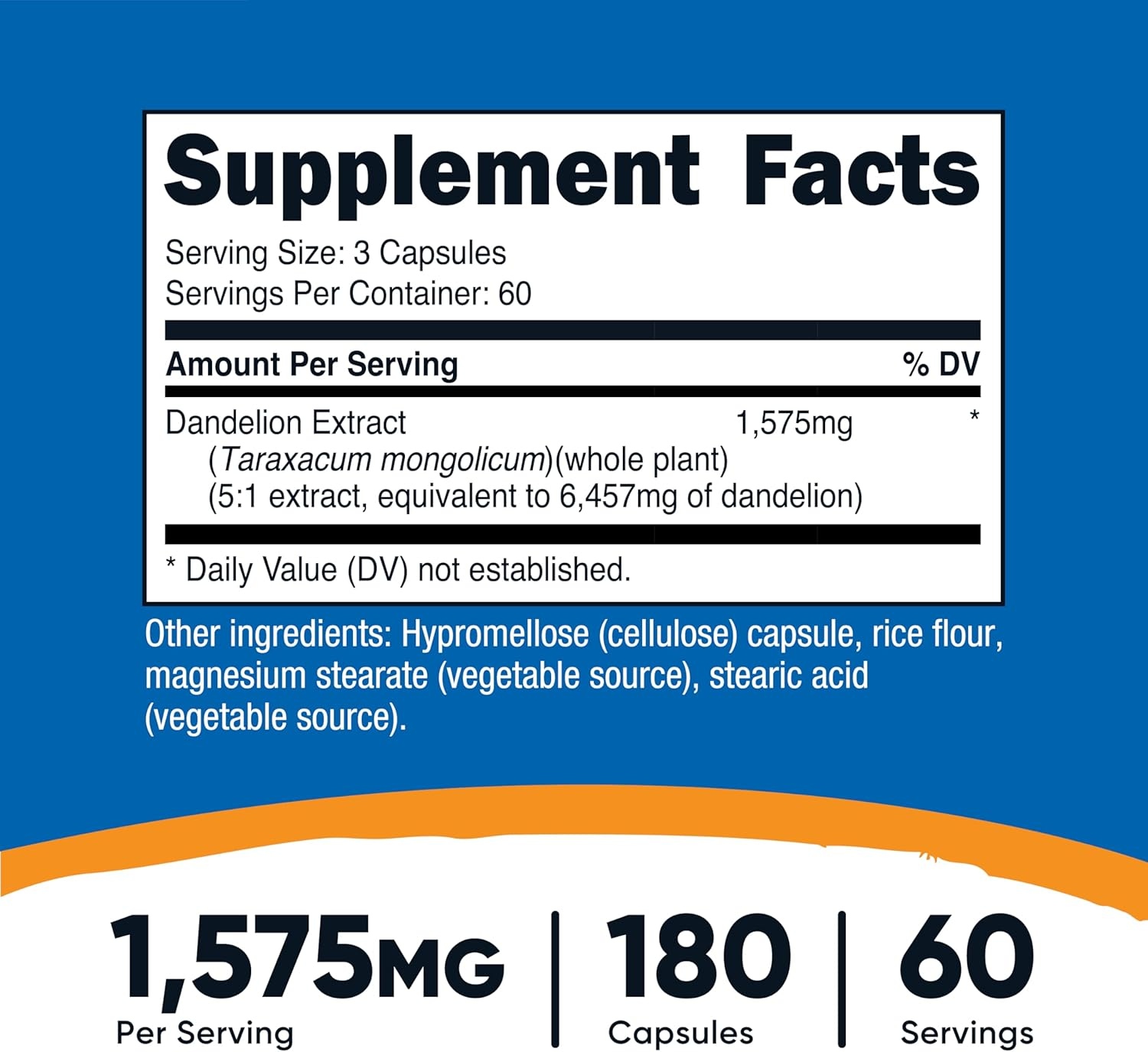Nutricost Dandelion Root 525Mg, Ules - 1575Mg Serving, Non-Gmo, Gluten Free image number 2